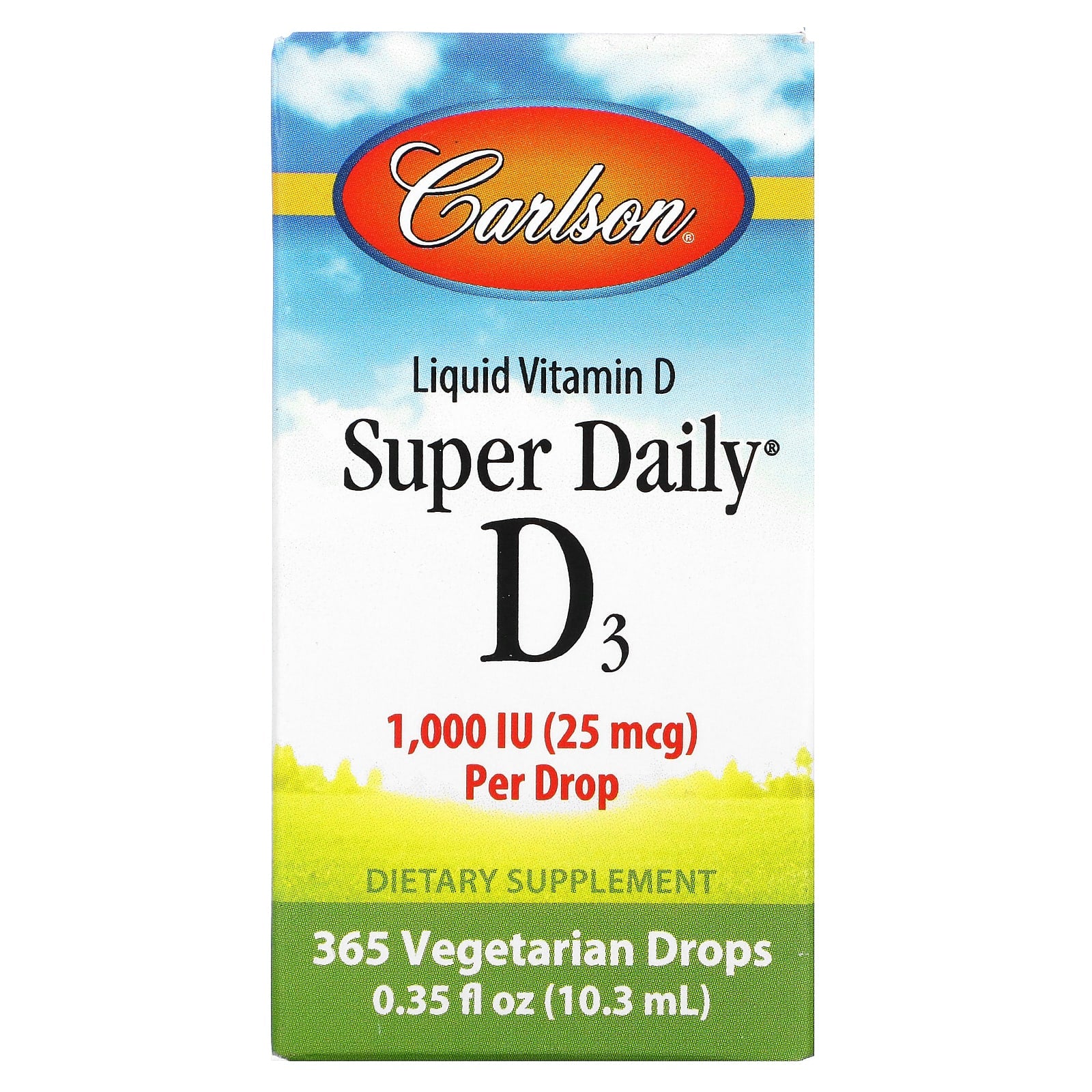 Carlson Labs, super daily D3 Drops 1000IU, 11 mil UPC 088395012709 | HiLife Vitamins