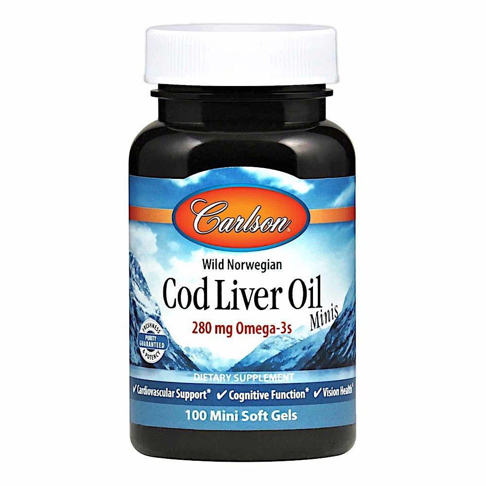 Carlson Labs, Norwegan Cod Liver Oil, 100 Softgels UPC 088395013119 | HiLife Vitamins