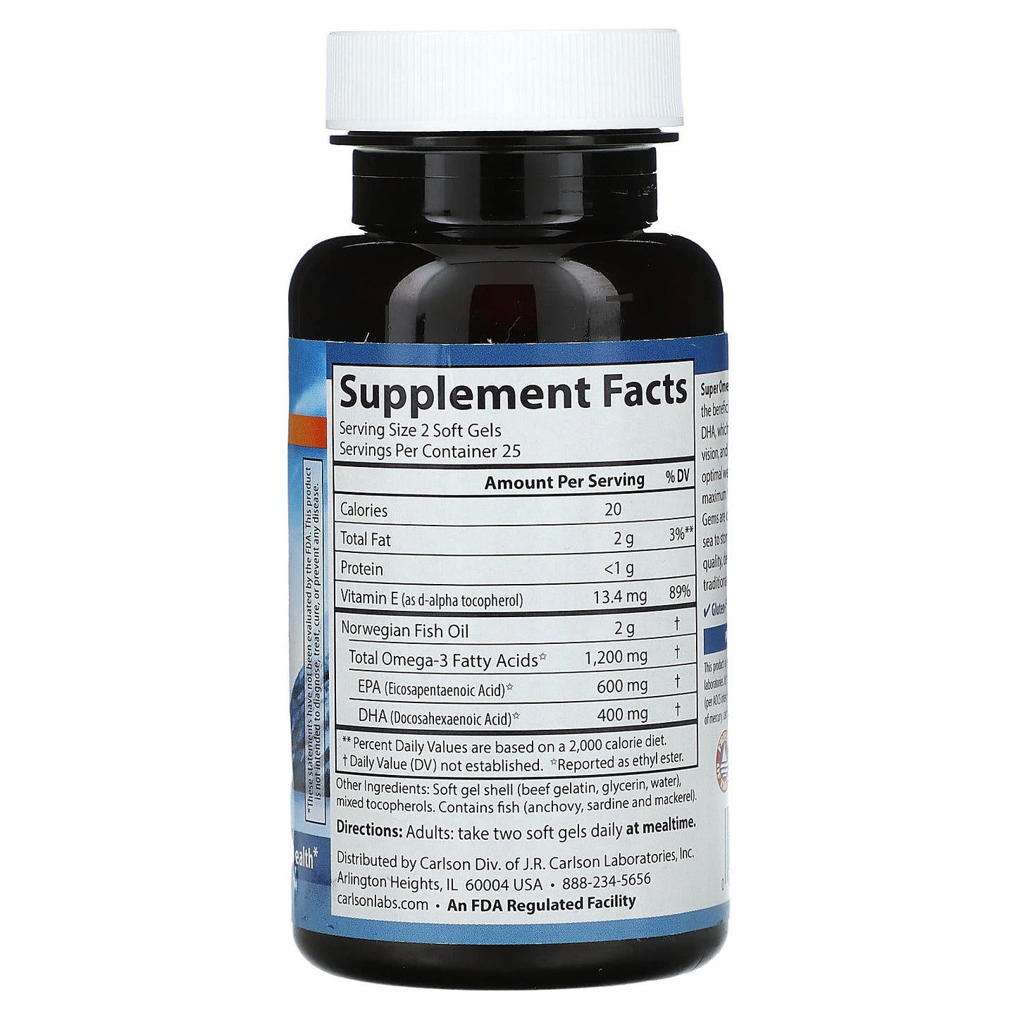 Carlson Labs, Super Omega-3, 50 Softgels UPC 088395015205 | HiLife Vitamins
