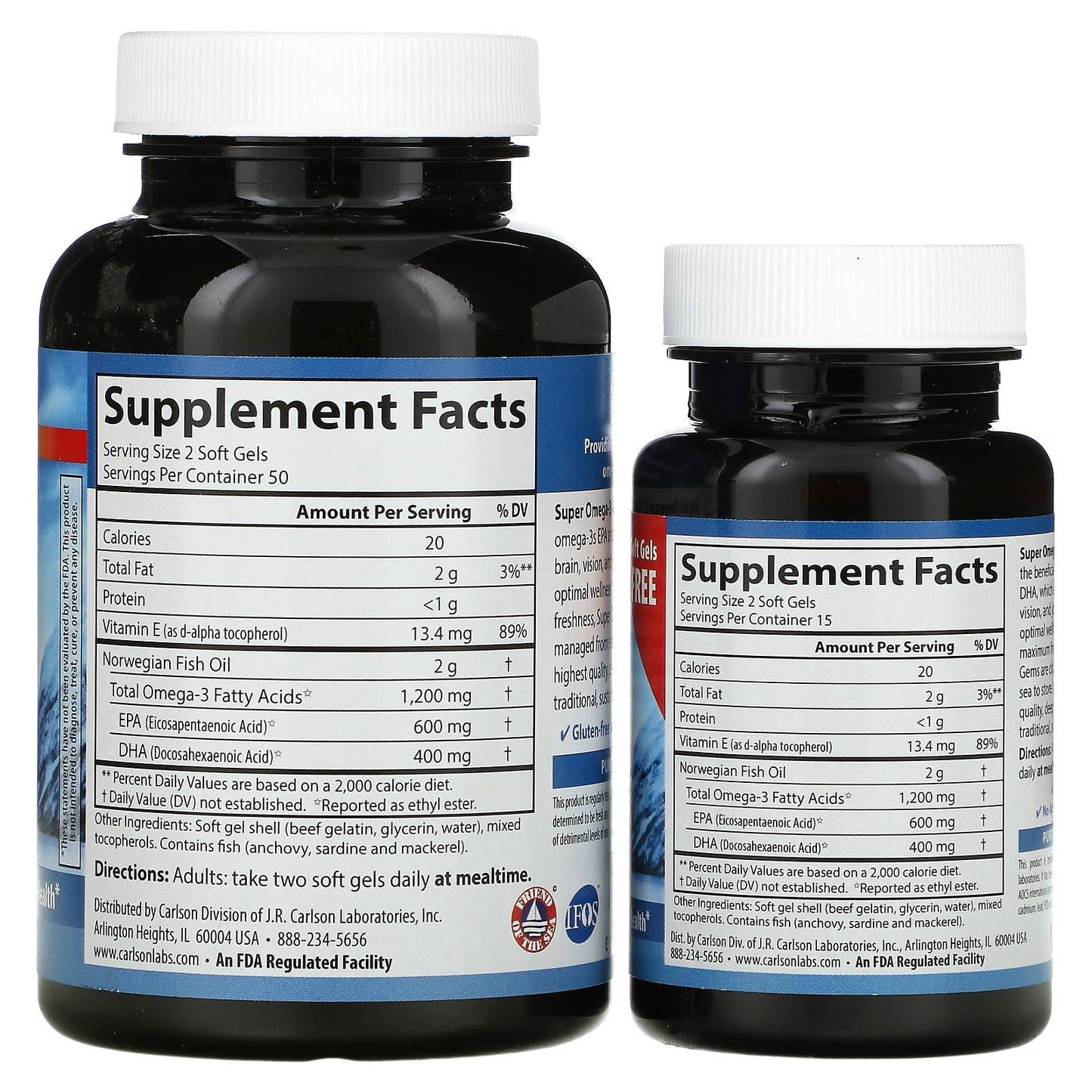 Carlson Labs, Wild Caught Super Omega-3 Gems®, 100 + 30 Softgels