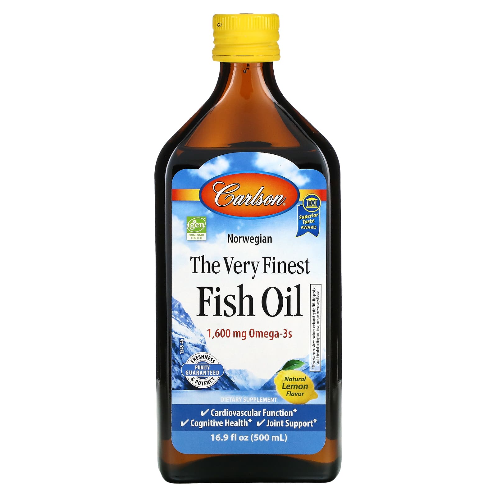 Carlson Labs, The Very Finest Fish Oil Lemon, 16.9 Oz UPC 088395015458 | HiLife Vitamins