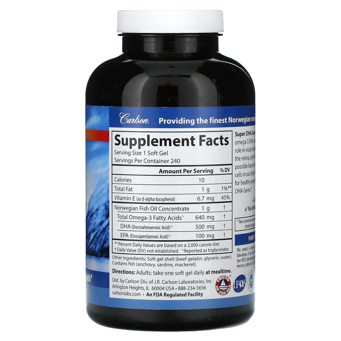 Carlson Labs, Super DHA, 240 Softgels