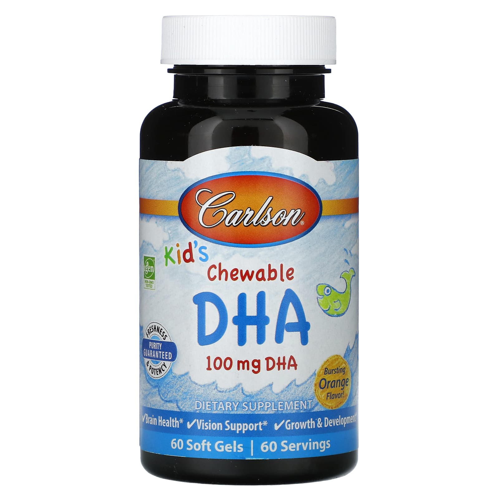 Carlson Labs, Kids Chewable DHA, 60 Softgels UPC 088395015700 | HiLife Vitamins