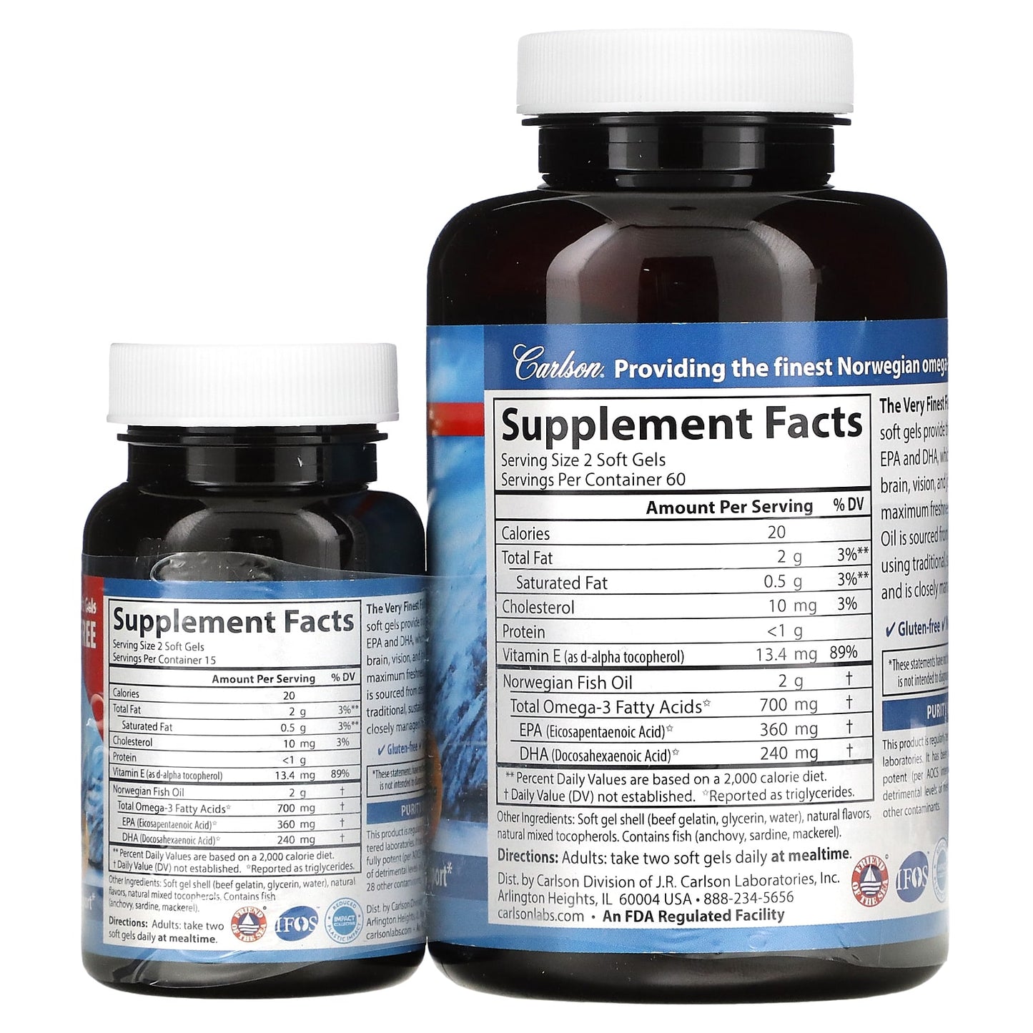 Carlson Labs, The Very Finest Fish Oil, Natural Orange, 150 Softgels UPC 088395016448 | HiLife Vitamins