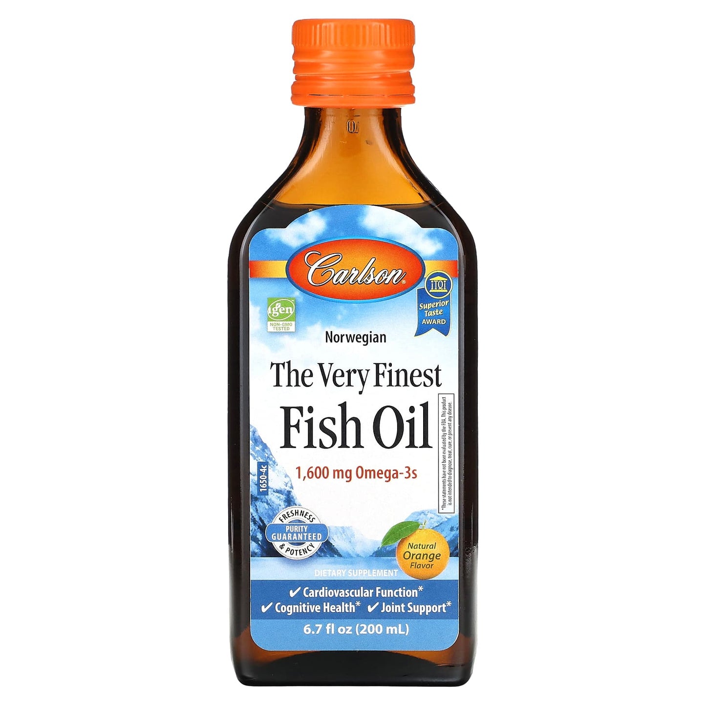 Carlson Labs, Very Finest Fish Oil Orange Liq. 200ML, 200ml UPC 088395016509 | HiLife Vitamins