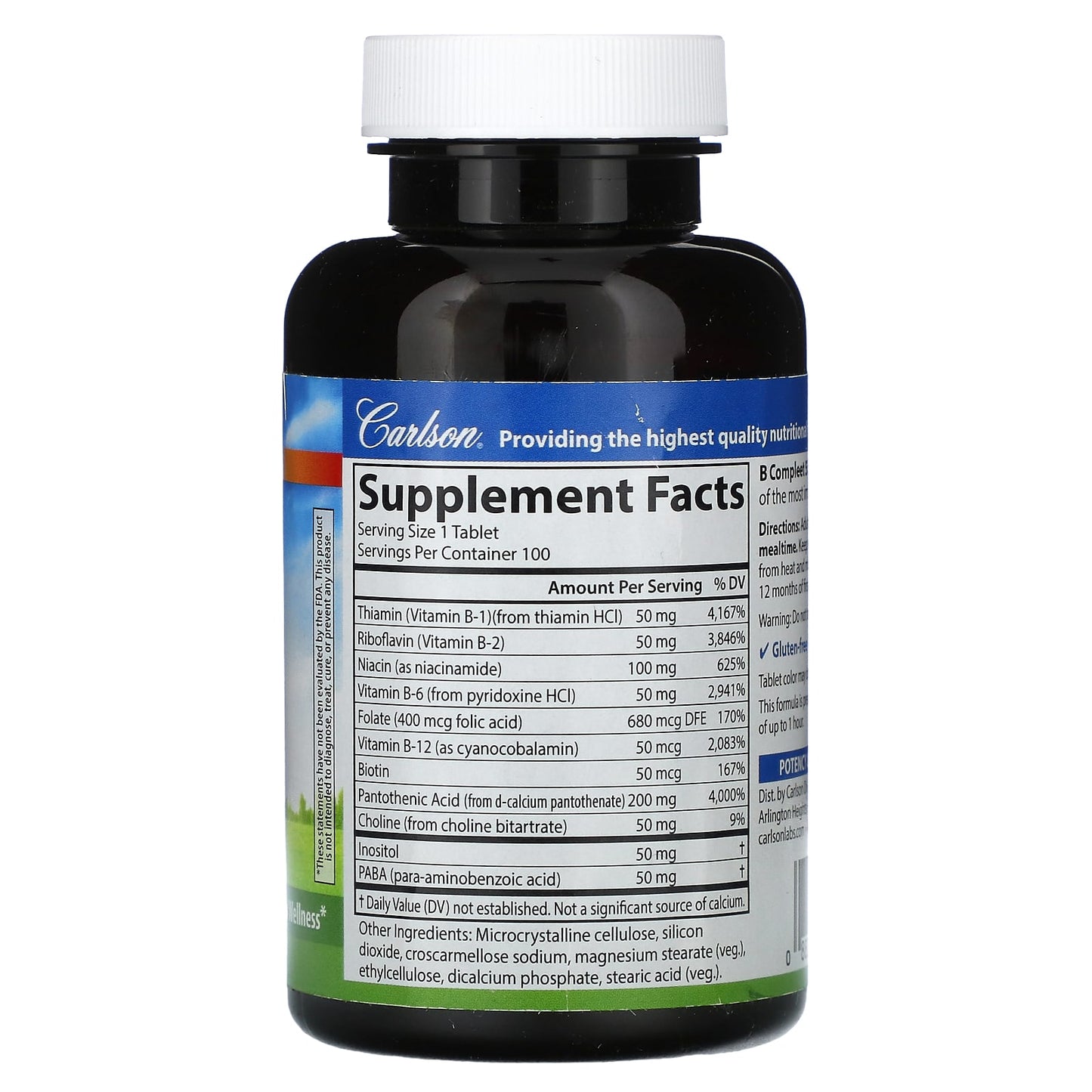 Carlson Labs, B-Compleet-50, 100 Tablets UPC 088395020216 | HiLife Vitamins