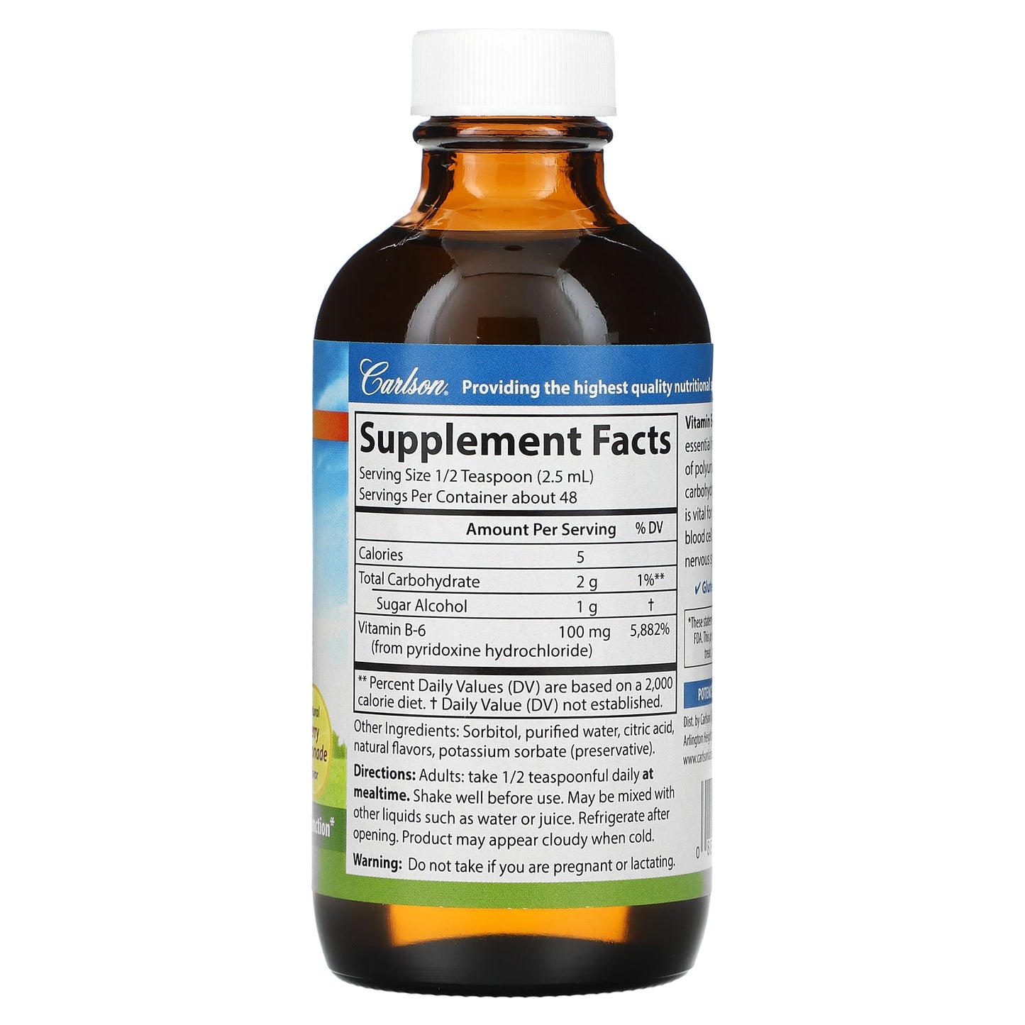 Carlson Labs, Vitamin B6, 4 oz UPC 088395023811 | HiLife Vitamins