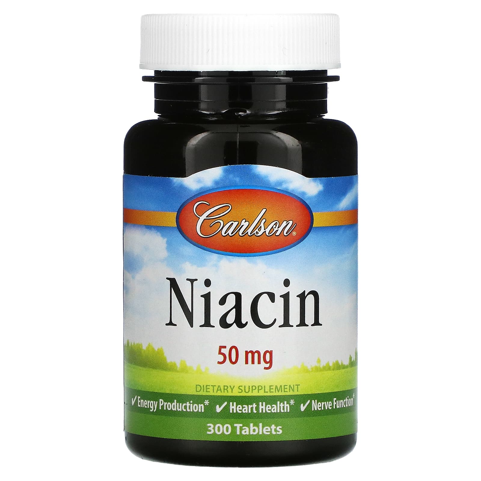 Carlson Labs, Niacin 50mg, 300 Tablets UPC 088395027635 | HiLife Vitamins