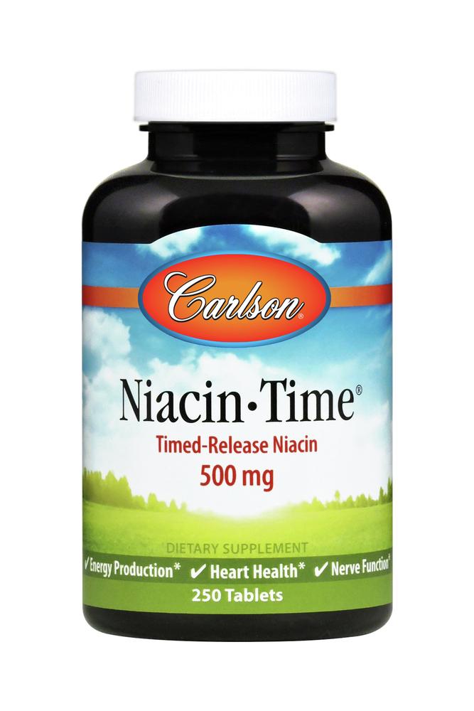 Carlson Labs, Niacin-Time 500mg, 250 Tablets UPC 088395027925 | HiLife Vitamins