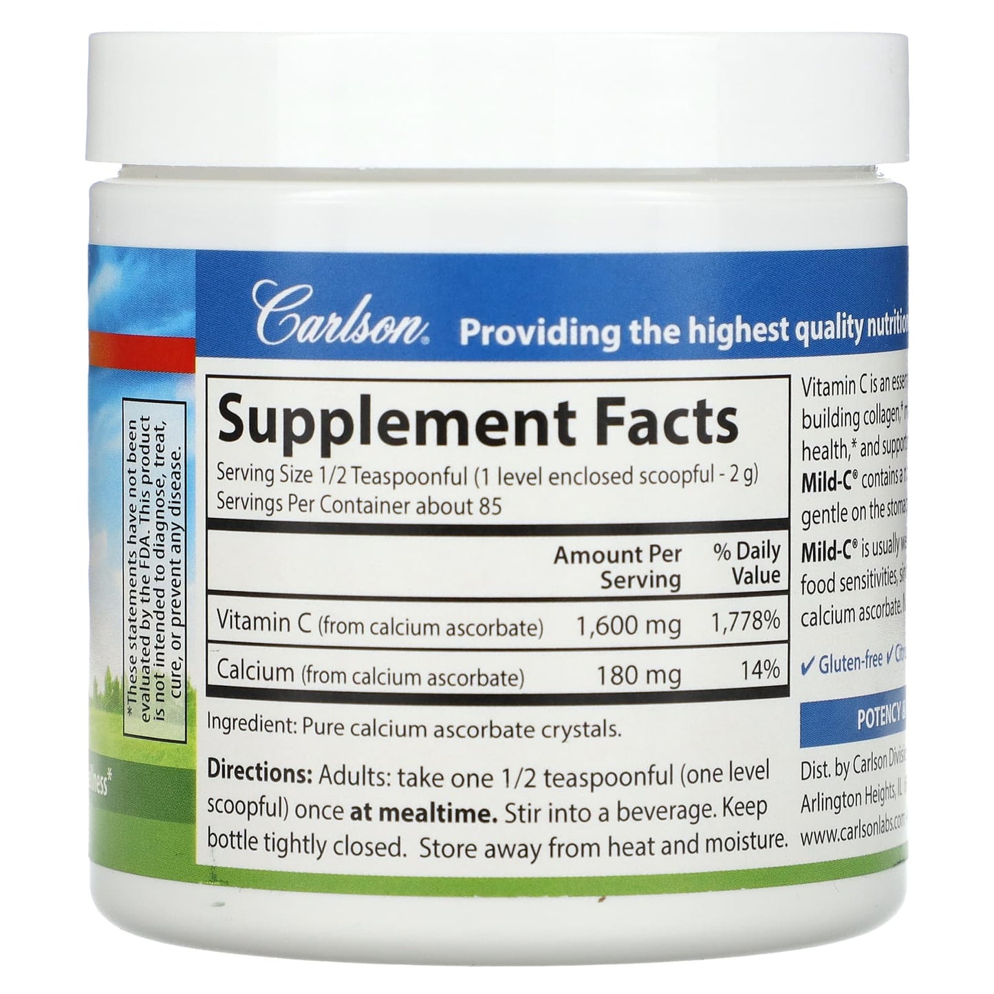 Carlson Labs, Mild-C Crystal, 6 Oz Softgels UPC 088395030864 | HiLife Vitamins