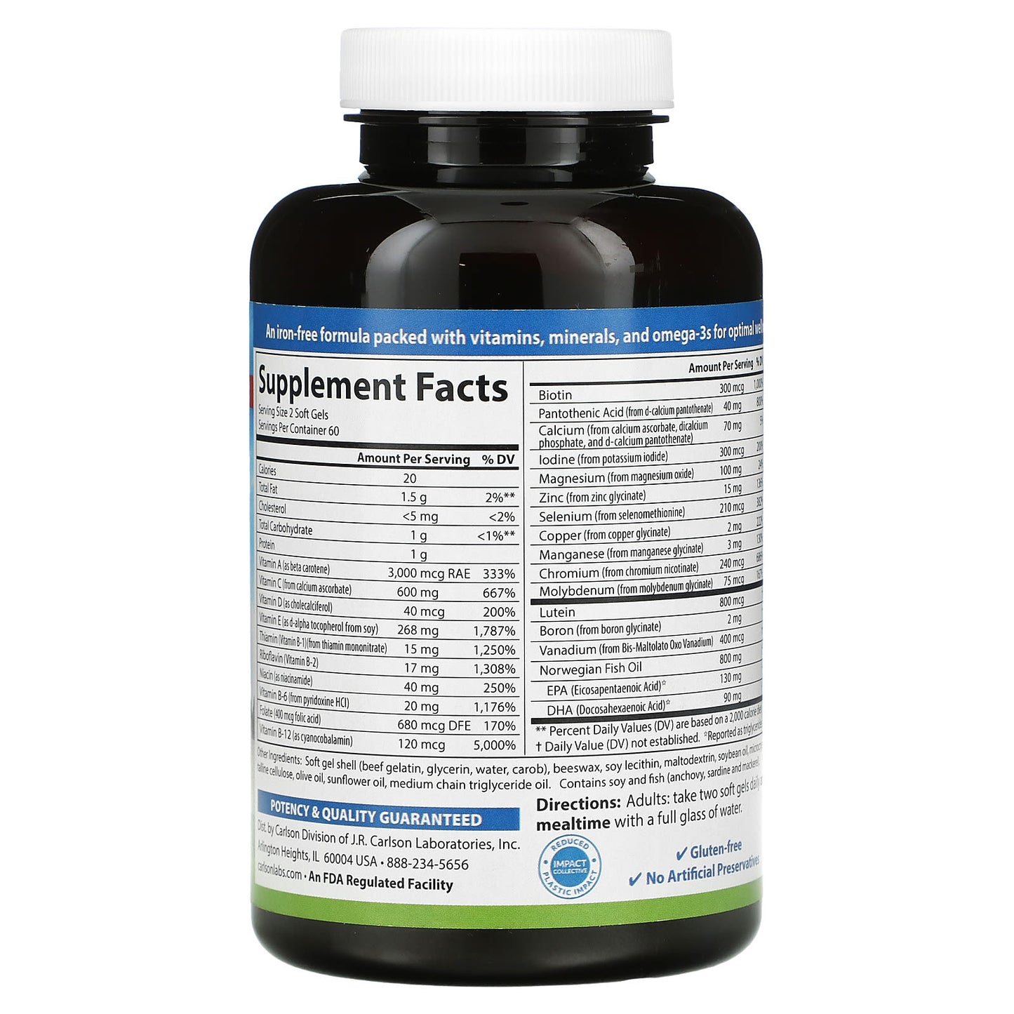 Carlson Labs, Super 2 Daily, 120 Softgels UPC 088395040511 | HiLife Vitamins