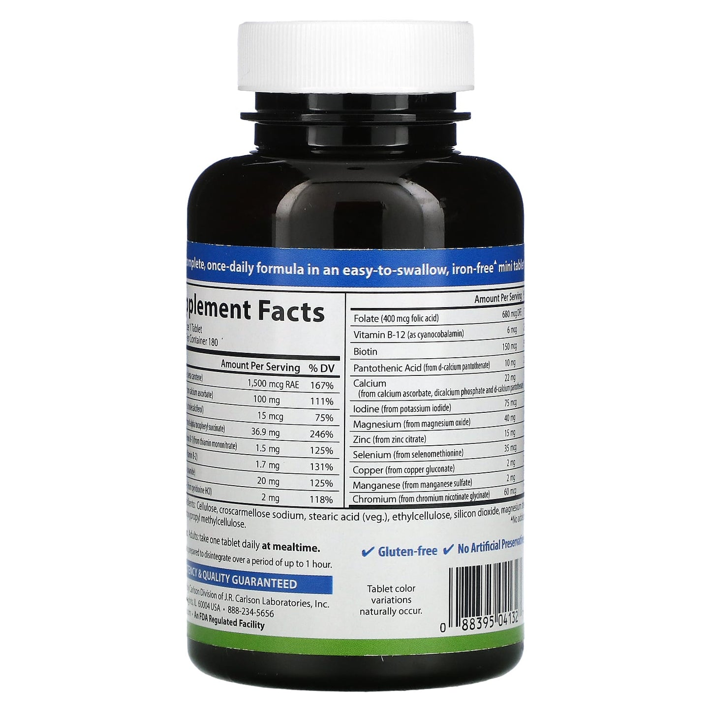 Carlson Labs, Mini-Multi, 180 Tablets UPC 088395041327 | HiLife Vitamins