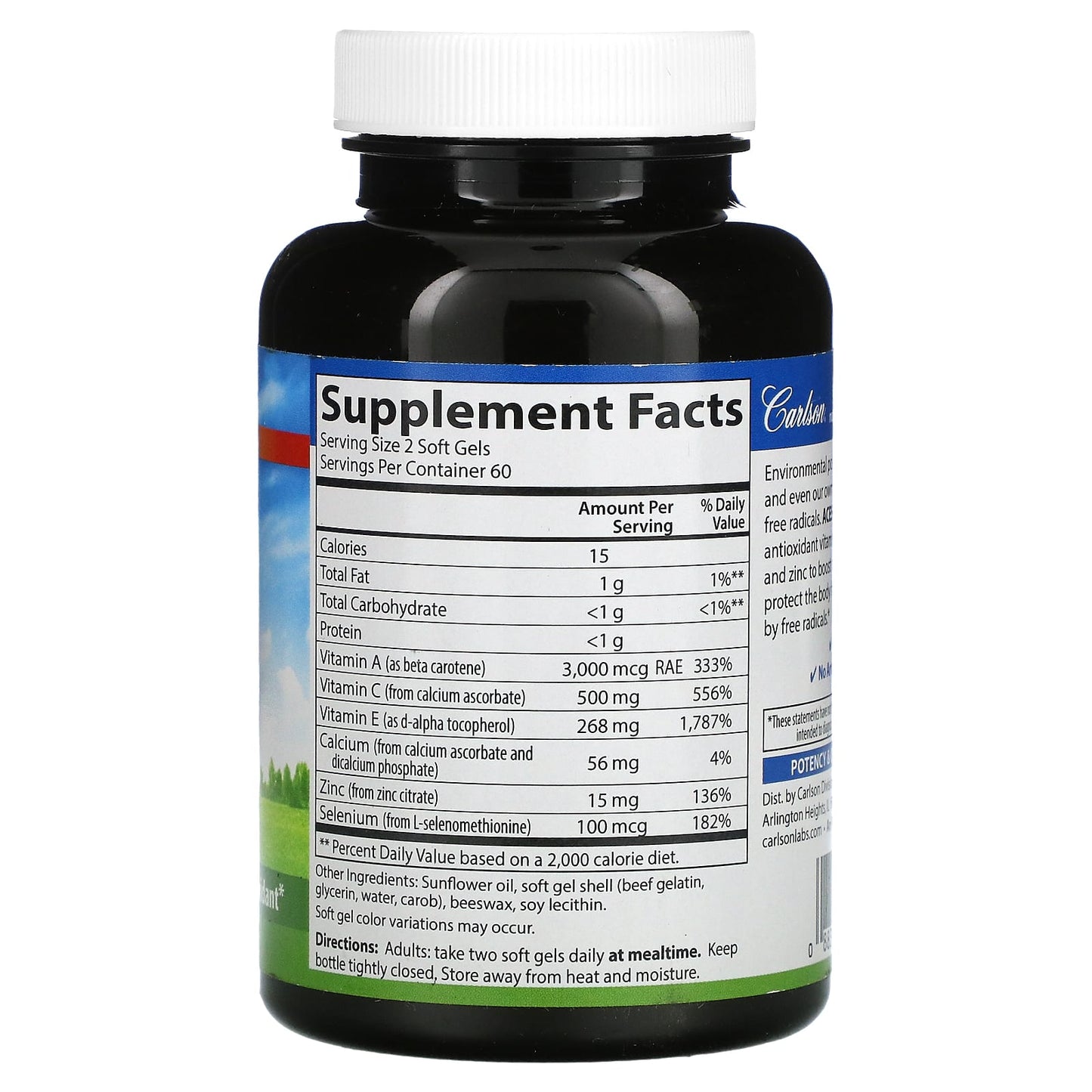Carlson Labs, ACES + Zn, 120 Softgels UPC 088395044212 | HiLife Vitamins