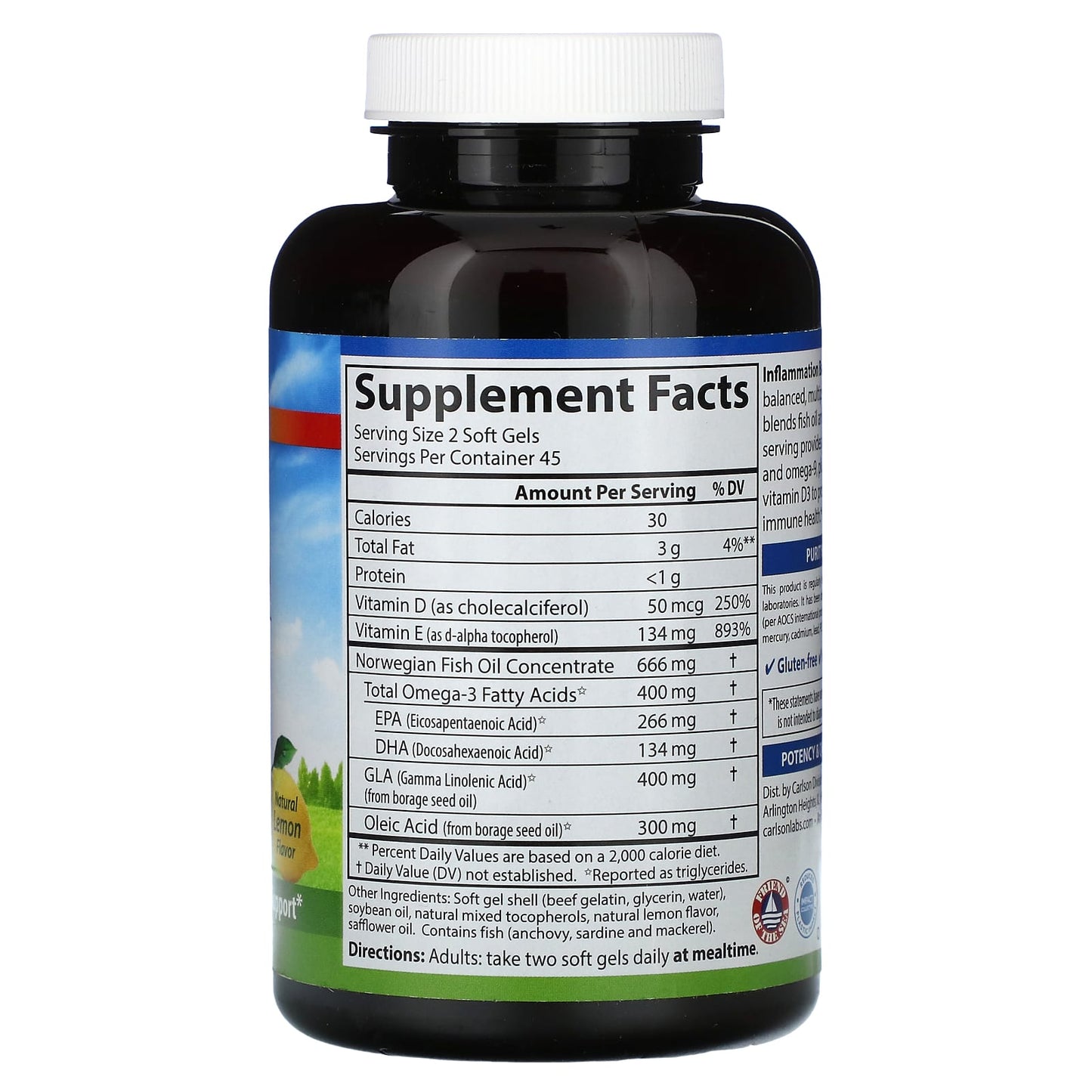 Carlson Labs, Inflammation Balance, 90 Softgels UPC 088395045318 | HiLife Vitamins