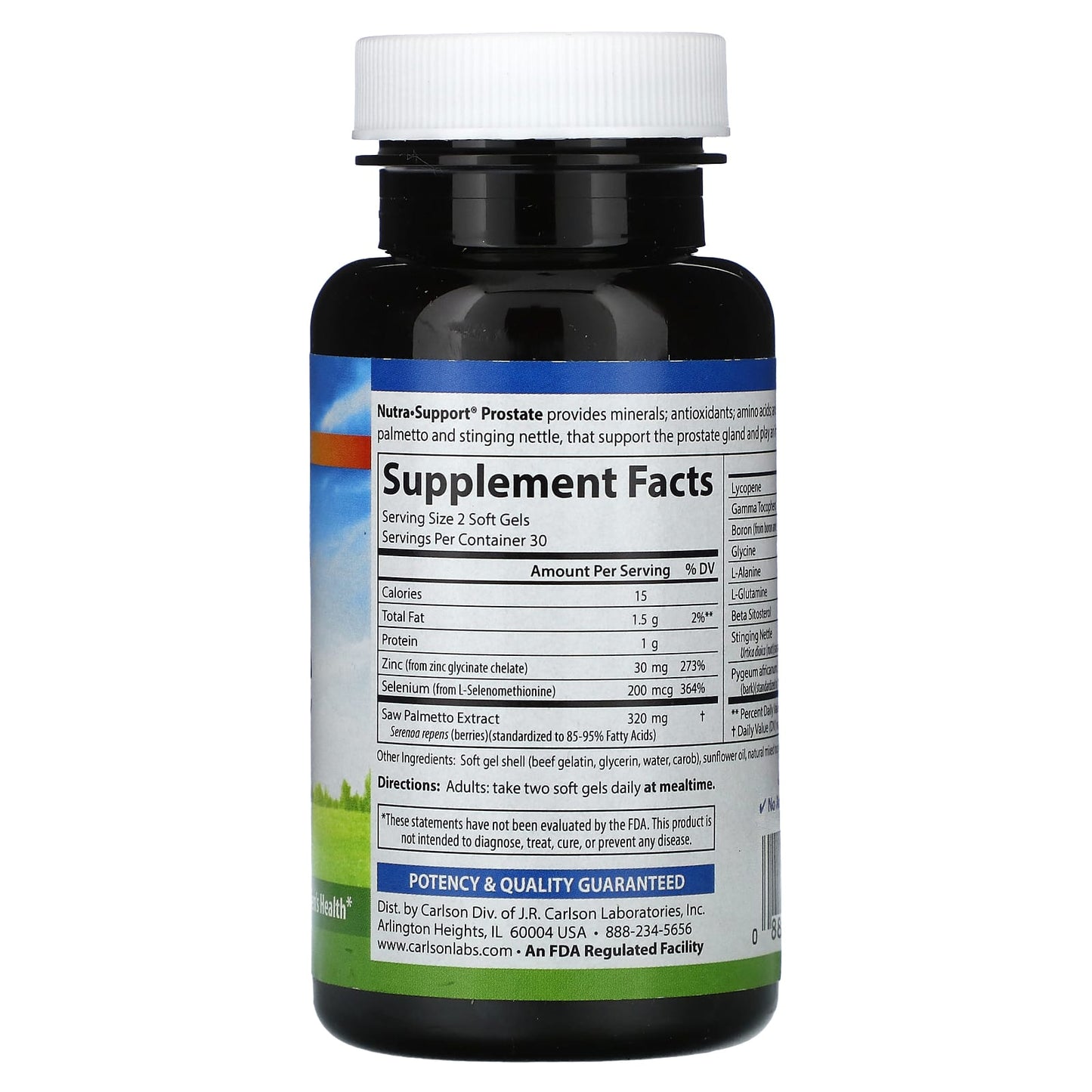 Carlson Labs, Nutra-Support Prostate, 60 Softgels UPC 088395046407 | HiLife Vitamins