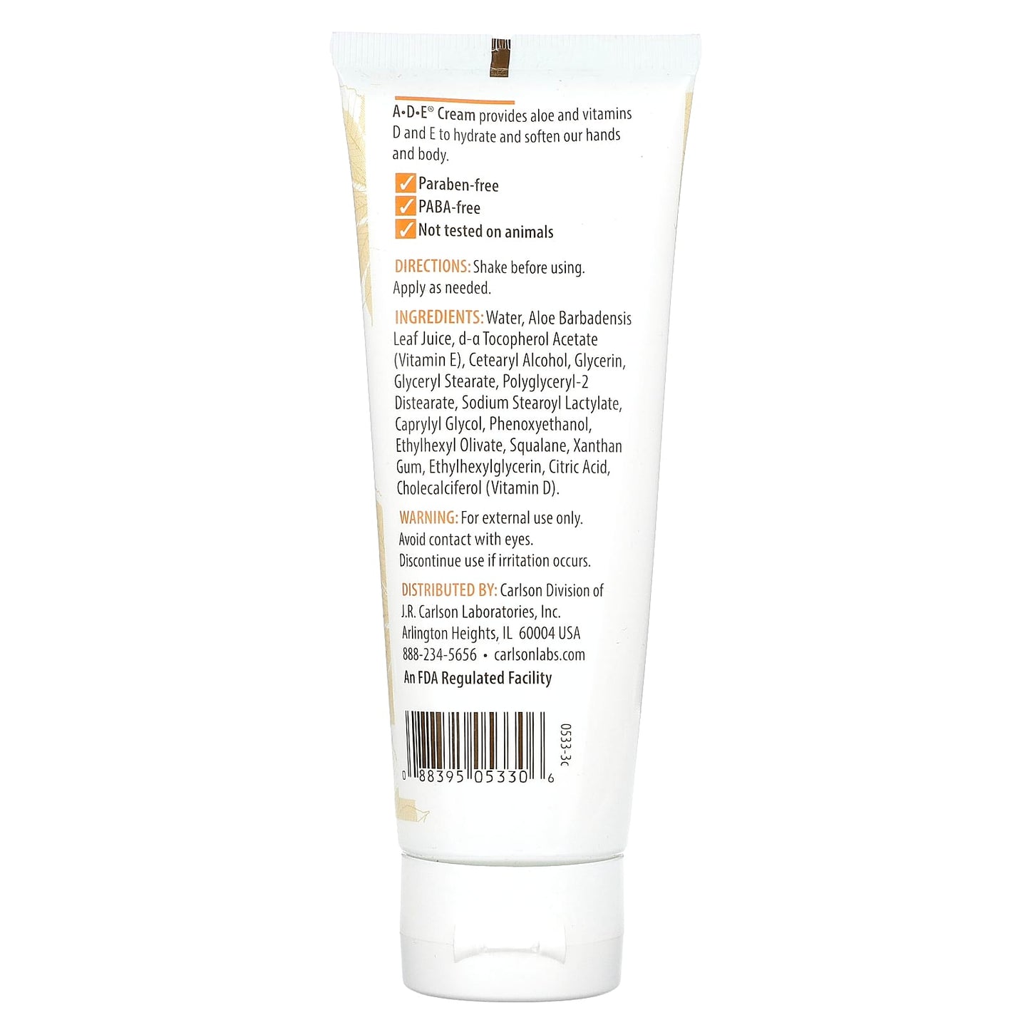Carlson Labs, ADE Cream Fragrance-free, 4 Oz UPC 088395053306 | HiLife Vitamins