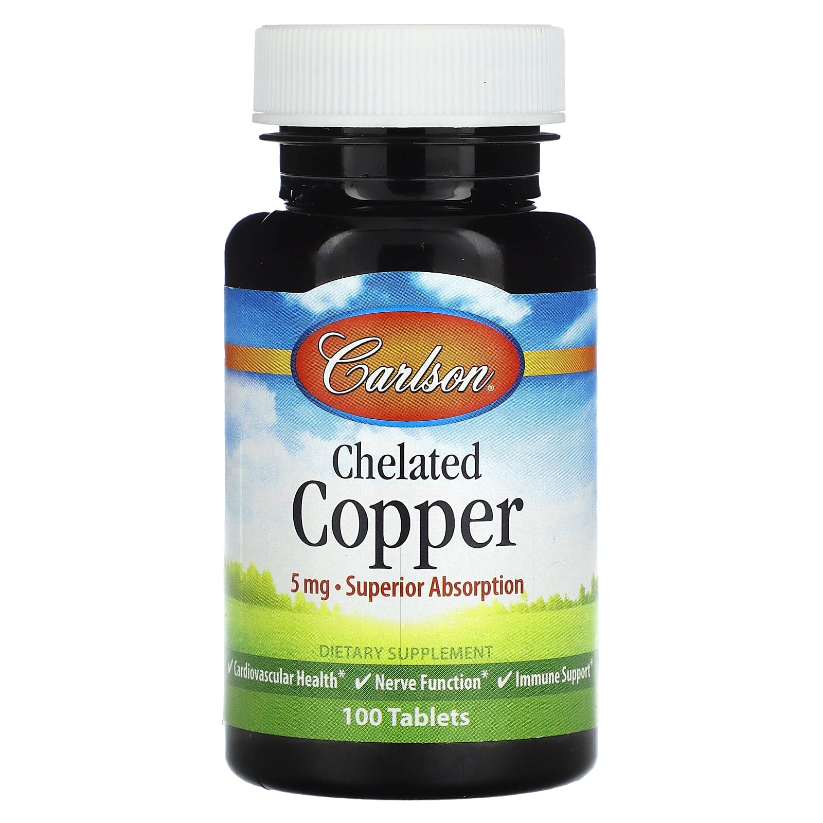 Carlson Labs, Chelated Copper 5mg, 100 Tablets UPC 088395055416 | HiLife Vitamins
