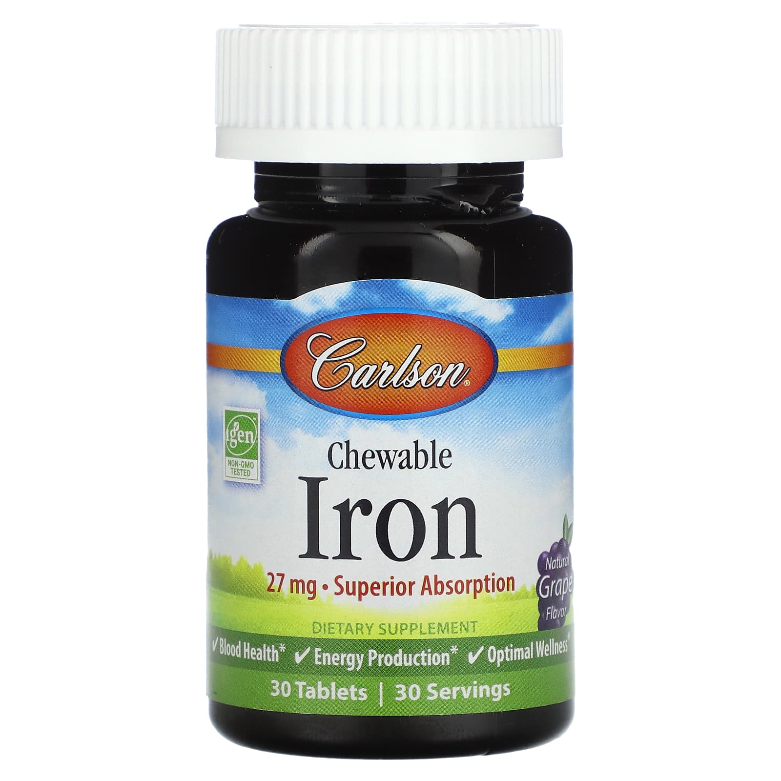 Carlson Labs, Chew-Iron, 30 Tablets UPC 088395055805 | HiLife Vitamins