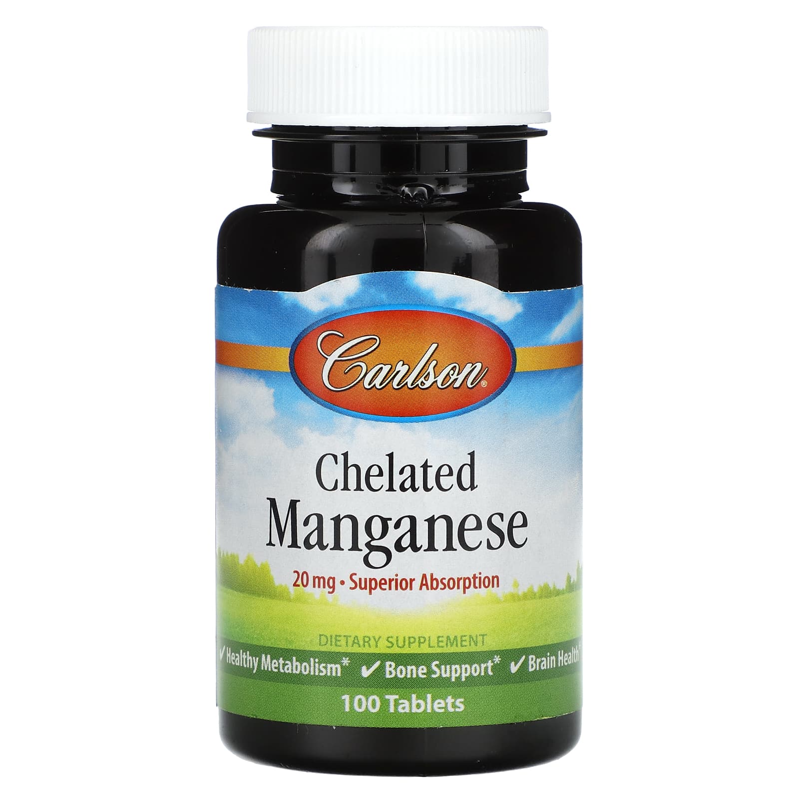 Carlson Labs, Chelated Manganese, 100 Tablets UPC 088395056314 | HiLife Vitamins