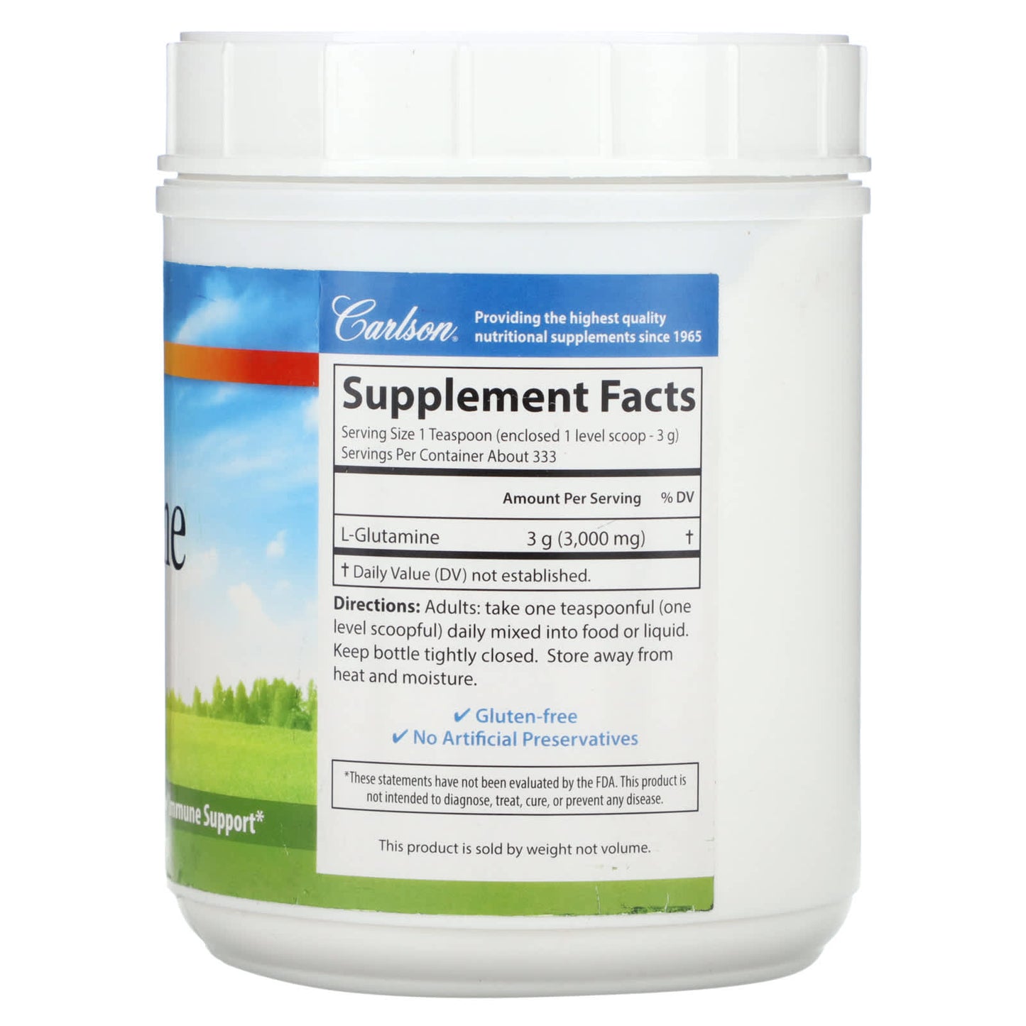 Carlson Labs, L-Glutamine Pwd, 1000 Bottle UPC 088395068263 | HiLife Vitamins