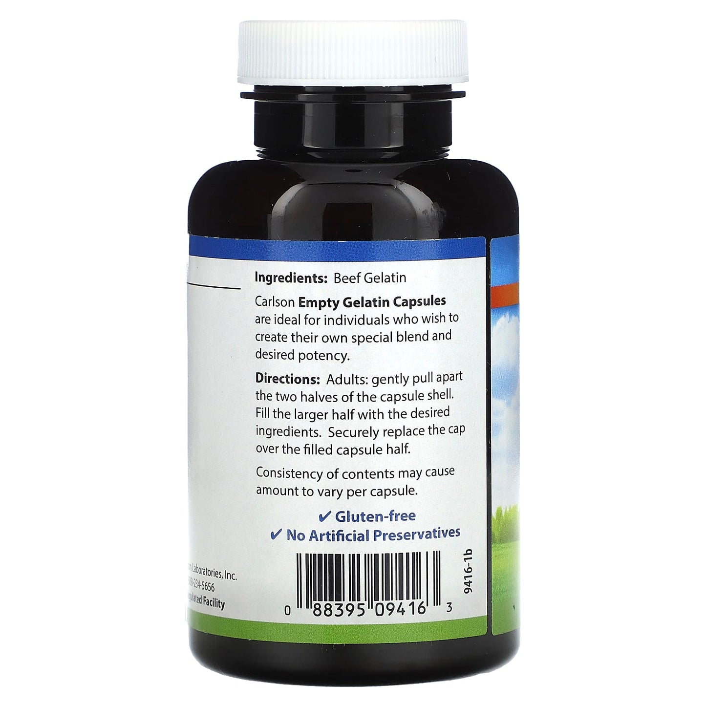 Carlson Labs, Small #2 Empty, 200 Capsules UPC 088395094163 | HiLife Vitamins