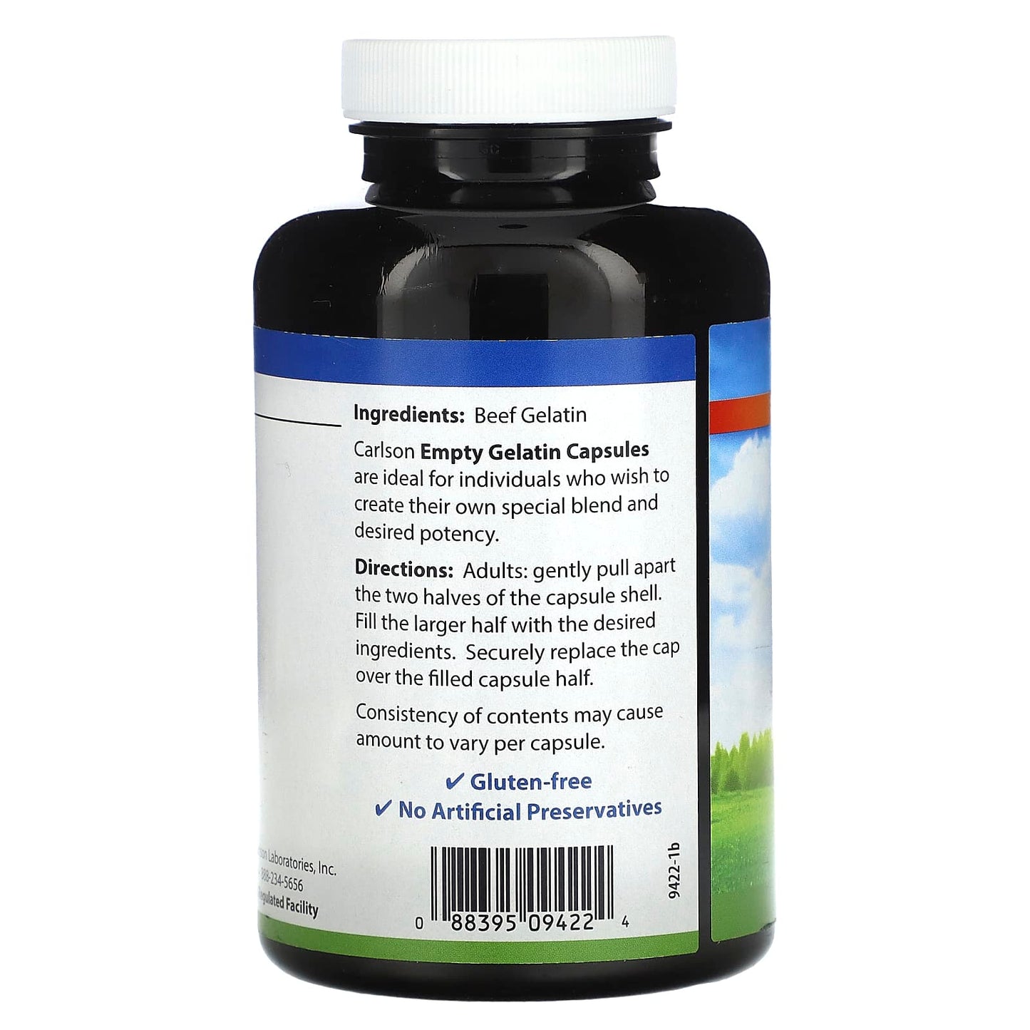 Carlson Labs, Large #00 Empty, 150 Capsules UPC 088395094224 | HiLife Vitamins