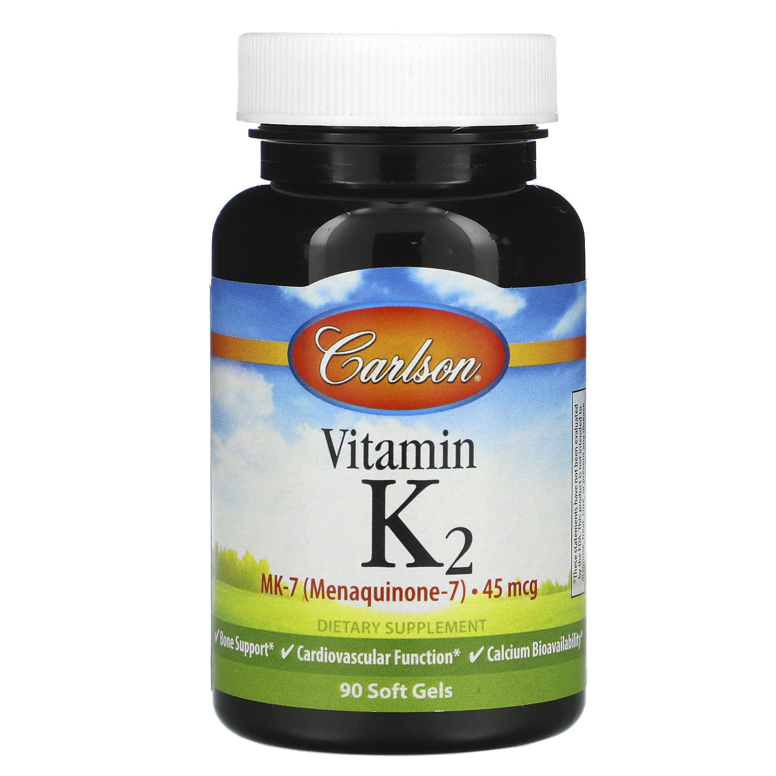 Carlson Labs, K2-7 45 mcg, 90 Softgels UPC 088395101106 | HiLife Vitamins