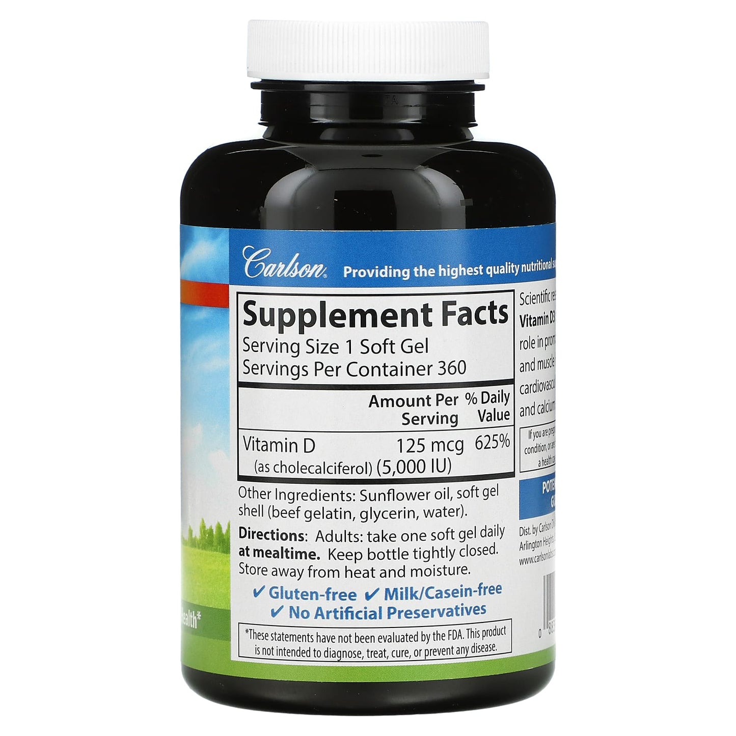 Carlson Labs, Vitamin D 5000IU, 360 Softgels