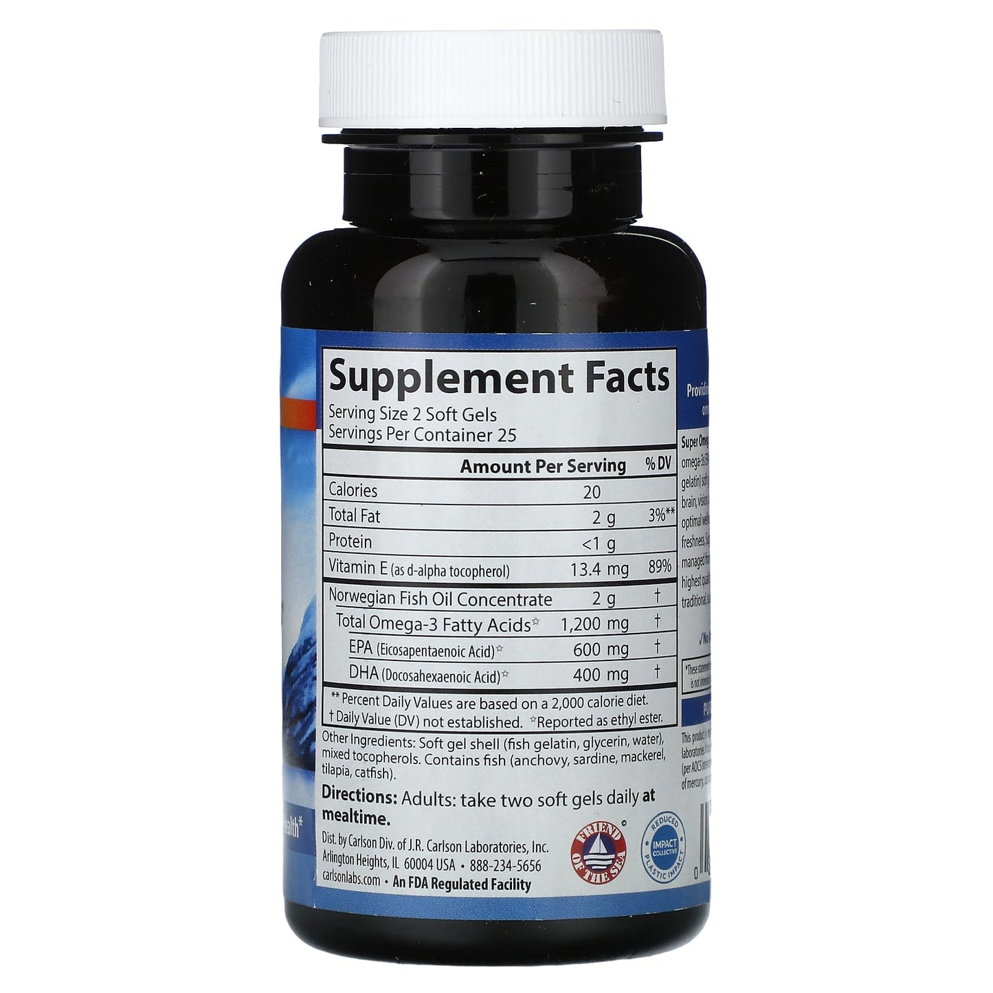 Carlson Labs, Super Omega-3 Gems-Fish Gelatin, 50 UPC 088395153006 | HiLife Vitamins