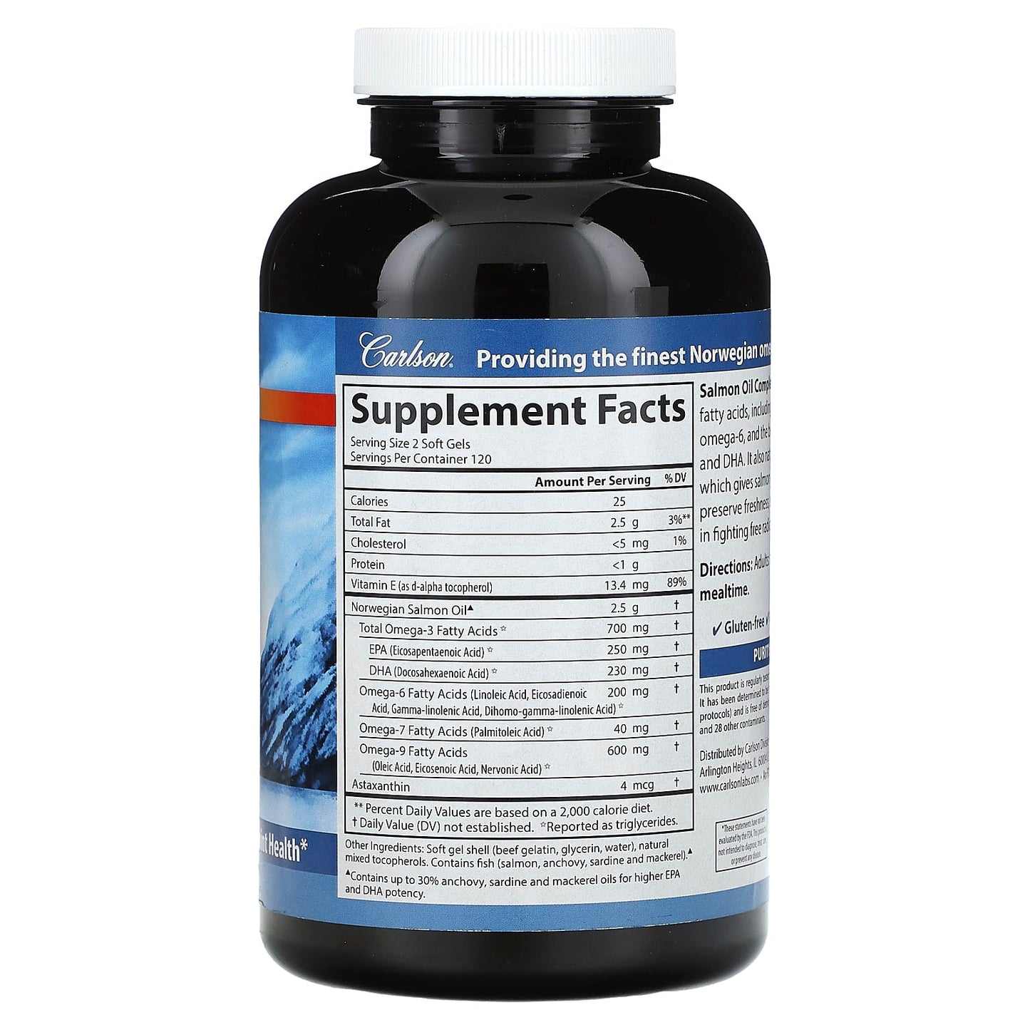 Carlson Labs, Salmon Oil Complete, 240 Softgels UPC 088395183201 | HiLife Vitamins