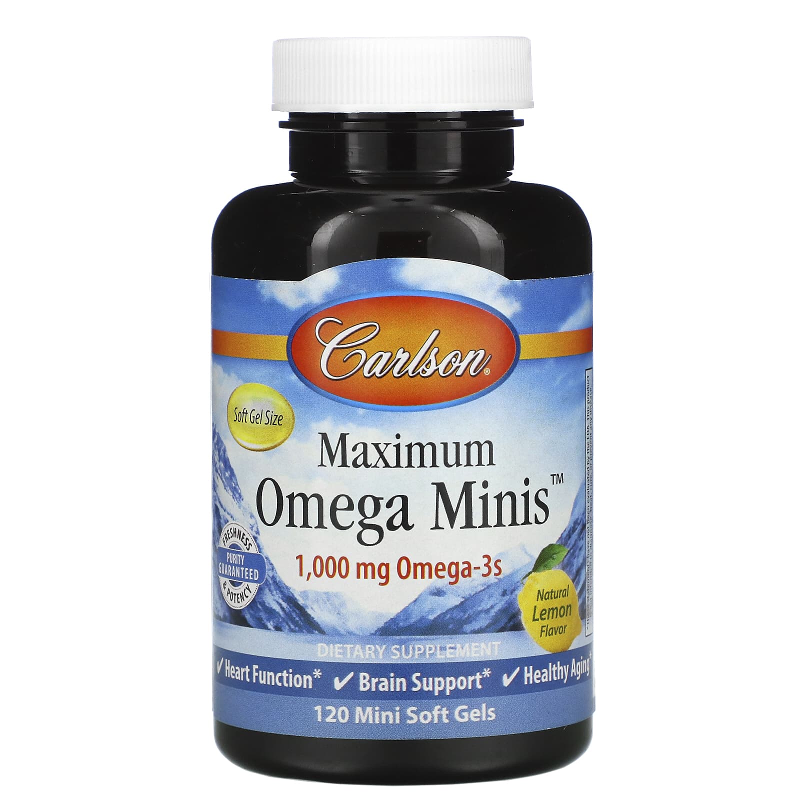 Carlson Labs, Maximum Omega Minis, 120 Softgels UPC 088395184604 | HiLife Vitamins