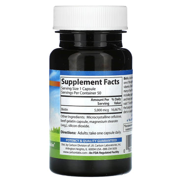 Carlson Labs, Biotin 5mg, 50 Capsules UPC 088395249105 | HiLife Vitamins
