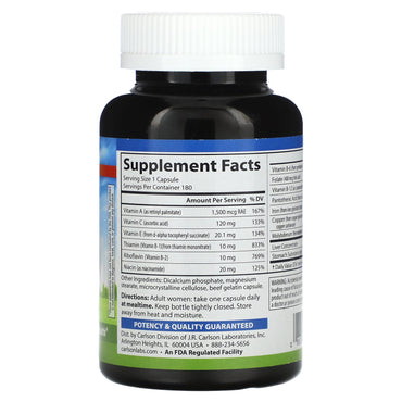 Carlson Labs, Womens Iron Restore, 180 Capsules UPC 088395435201 | HiLife Vitamins
