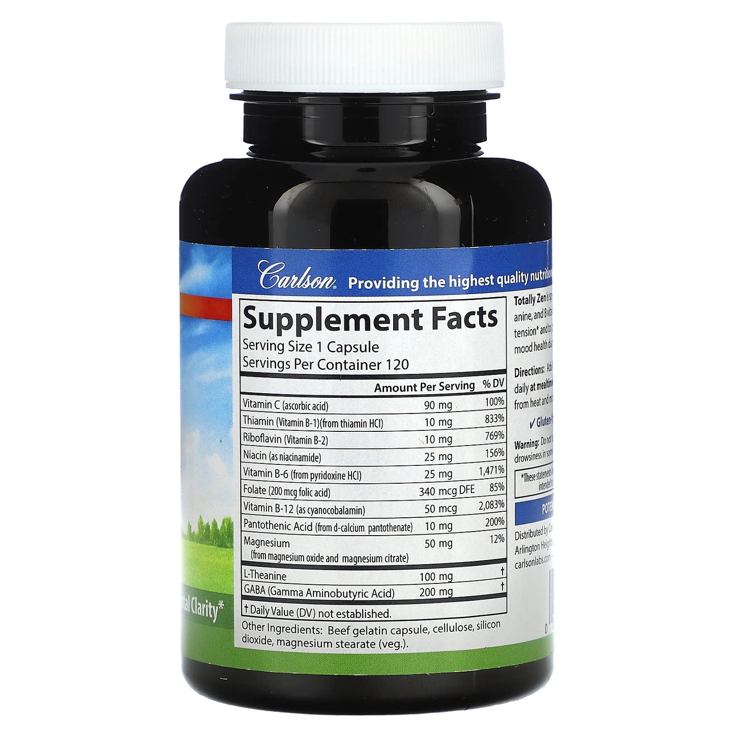 Carlson Labs, Totally Zen, 120 Capsules UPC 088395462207 | HiLife Vitamins
