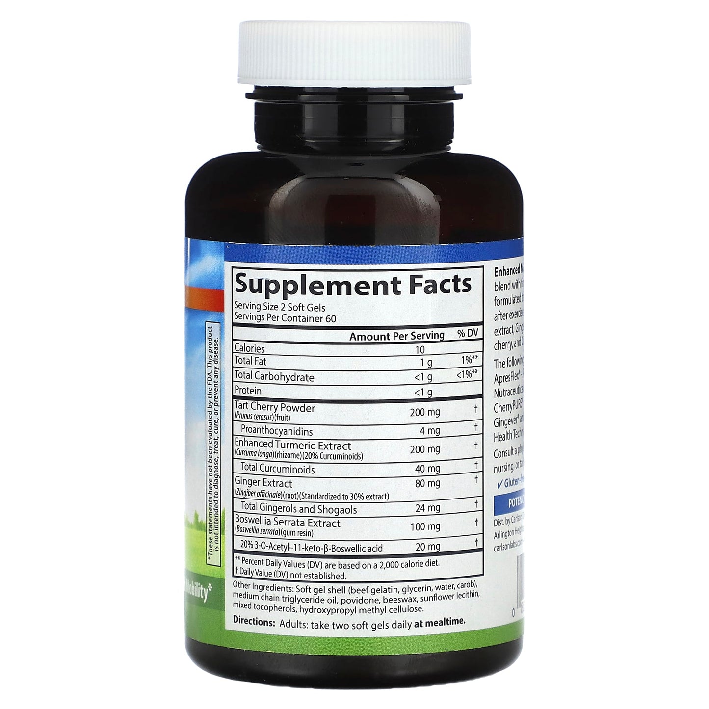 Carlson Labs, Enhanced Mobility, 120 Softgels UPC 088395469206 | HiLife Vitamins