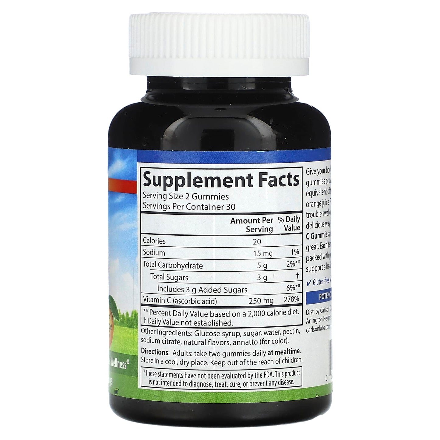 Carlson Labs, Vitamin C, 60 Gummies UPC 088395490002 | HiLife Vitamins