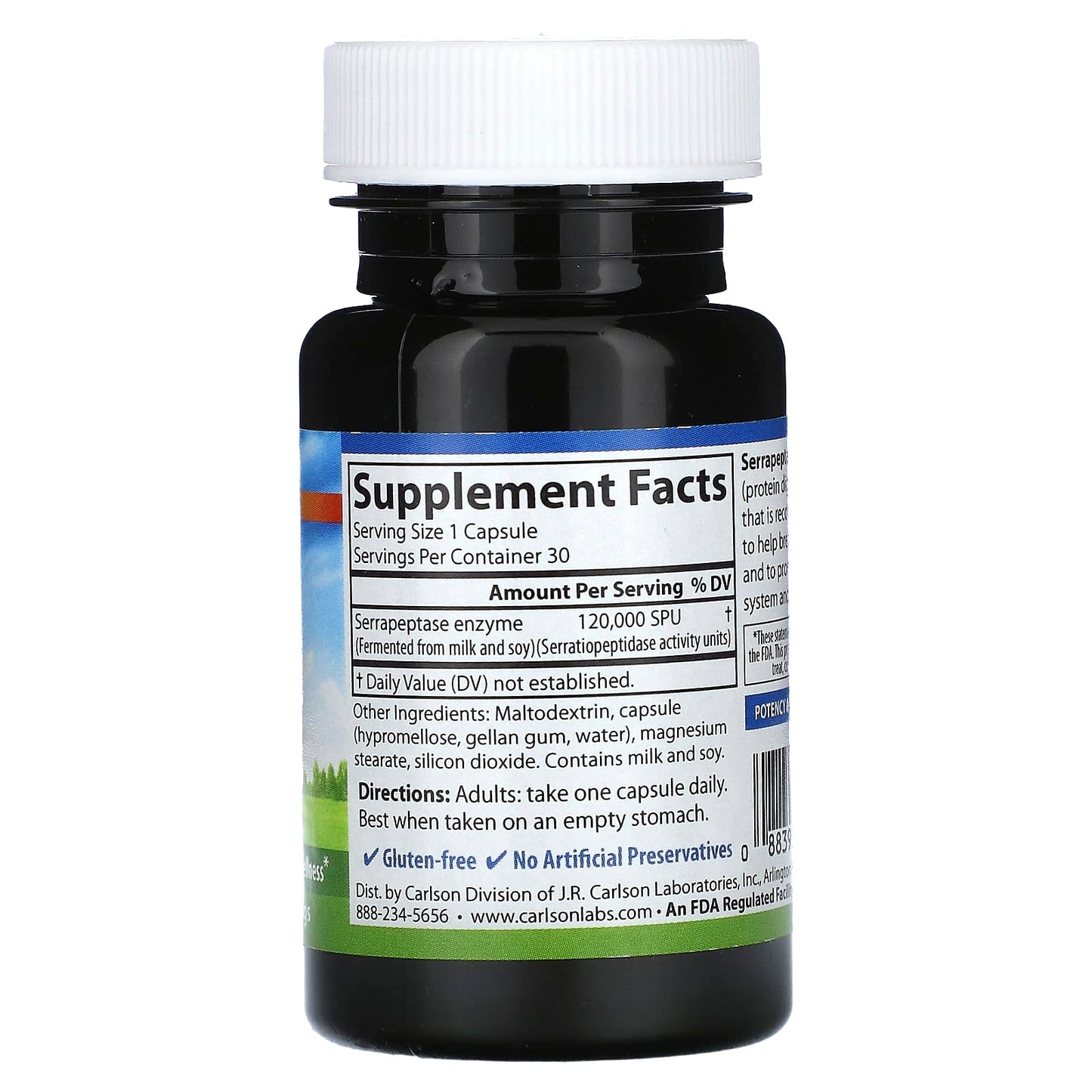 Carlson Labs, Serrapeptas, 30 Capsules UPC 088395662102 | HiLife Vitamins