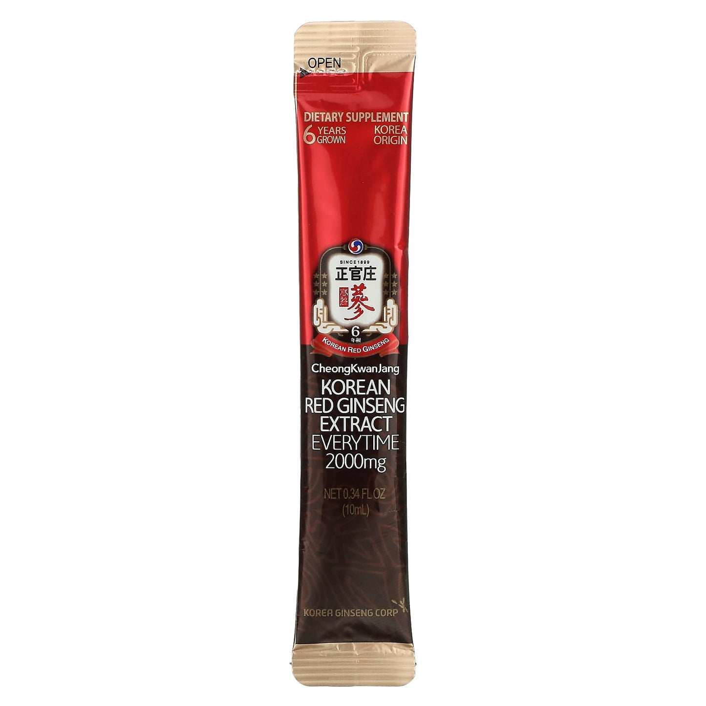 Cheong Kwan Jang, Korean Red Ginseng Extract Everytime, 2000 mg, 10 Sticks, 0.34 Fl Oz UPC 819079012001 | HiLife Vitamins