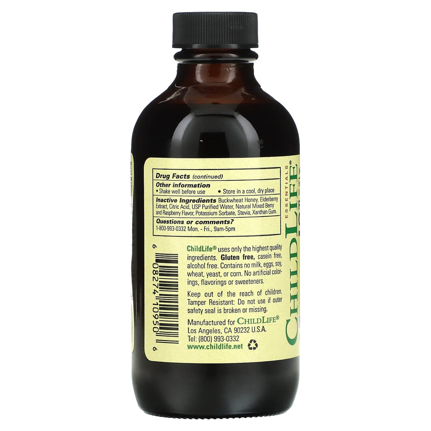 ChildLife Essentials, Formula 3 Cough Syrup Natural Berry Flavor, 4 Oz UPC 608274109506 | Hilife Vitamins
