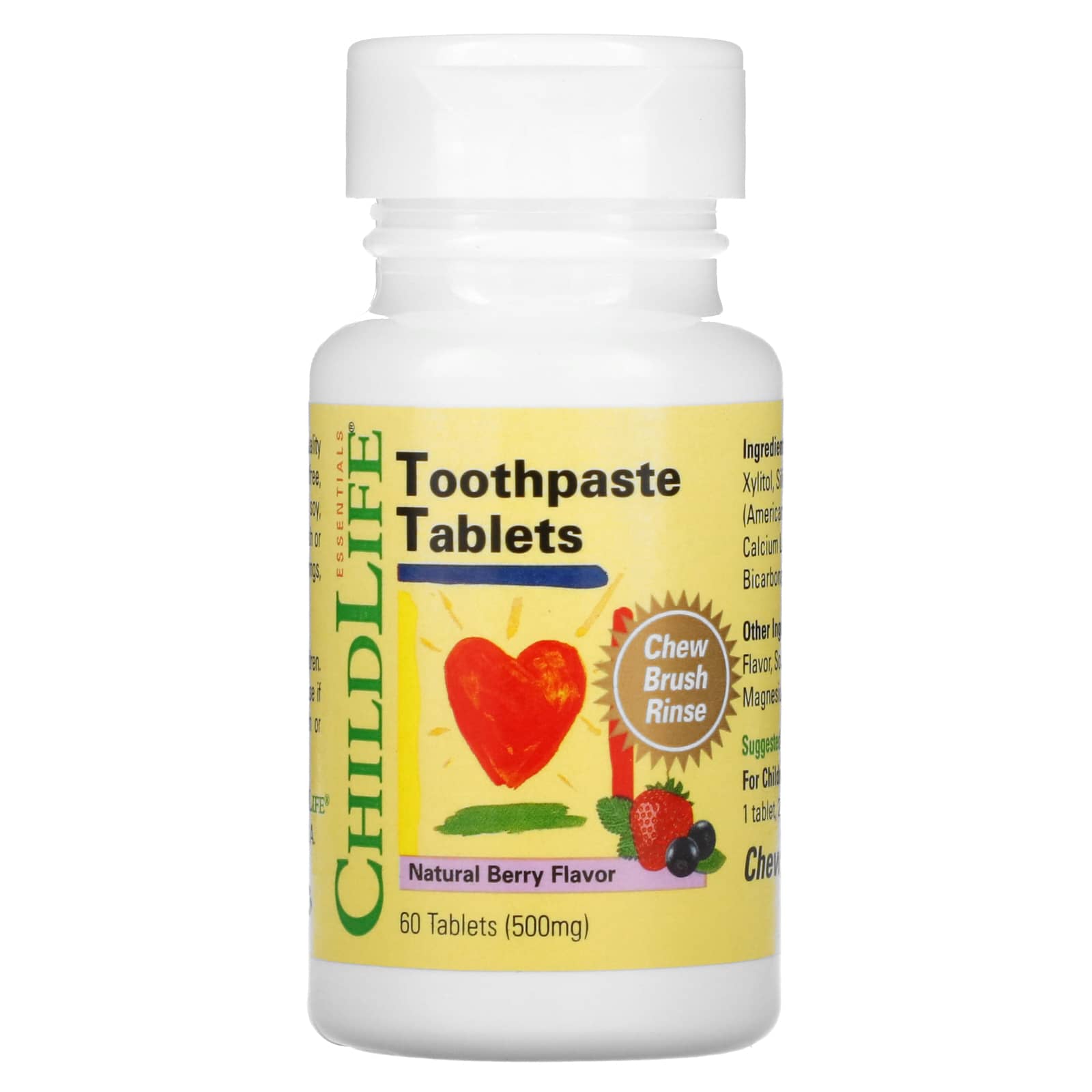 Childlife, Toothpaste Tablets Natural Berry, 60 Tablets UPC 608274111509 | HiLife Vitamins