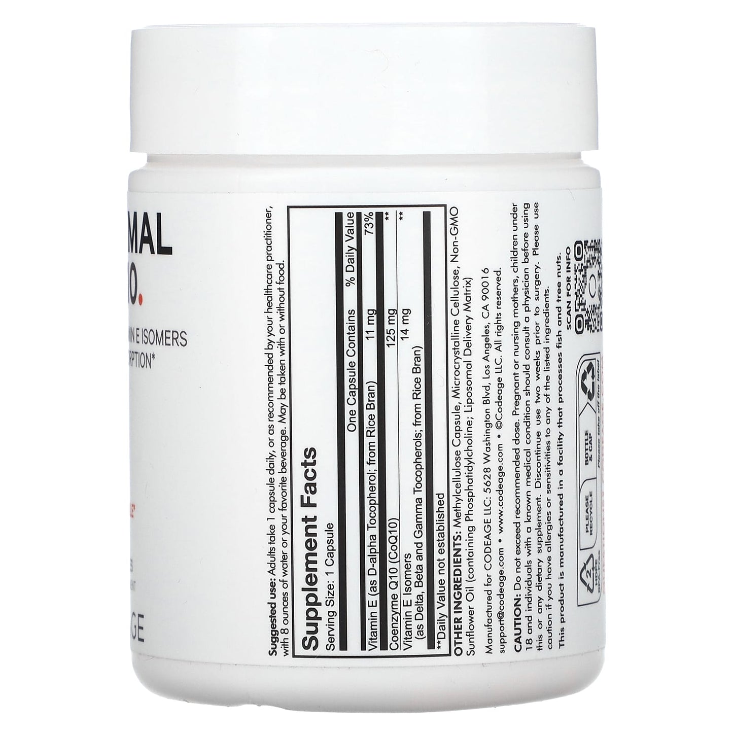 Codeage, Liposomal CoQ10, 60 Capsules UPC 850043333951 | HiLife Vitamins