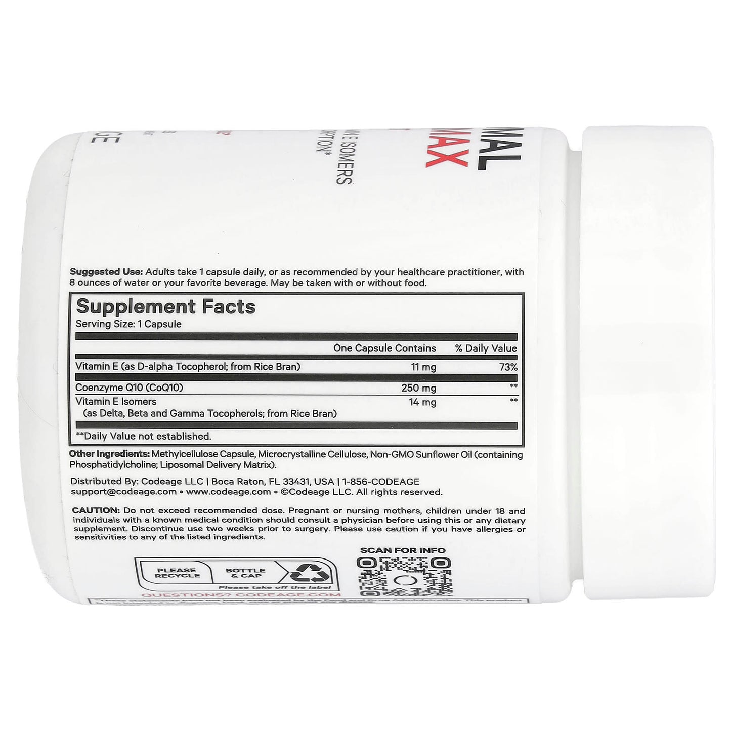 Codeage, Liposomal CoQ10 Max, Sport, 60 Capsules UPC 850043333968 | HiLife Vitamins