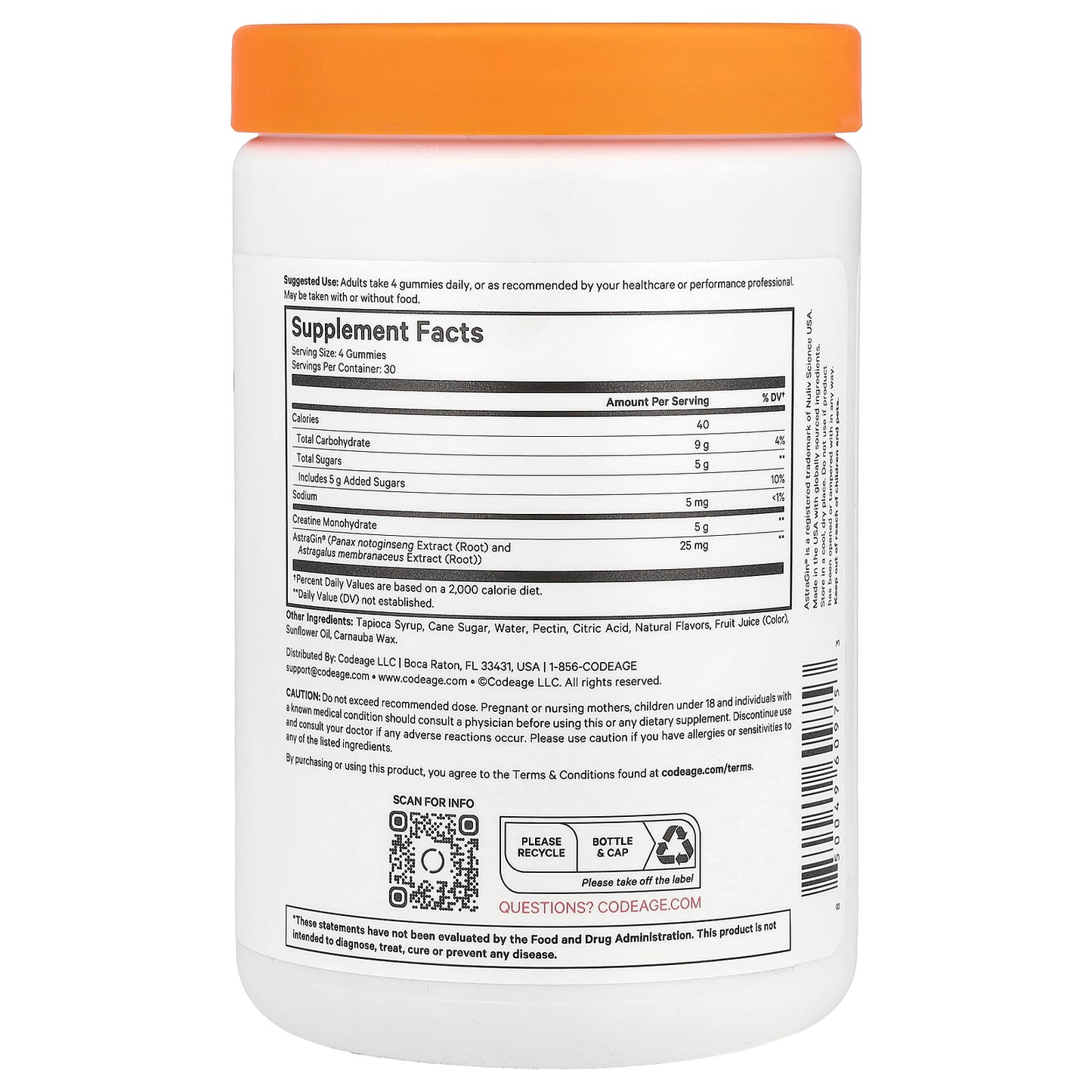 Codeage, Creatine Gummies, Mixed Berry, 120 Gummies UPC 850049609753 | HiLife Vitamins