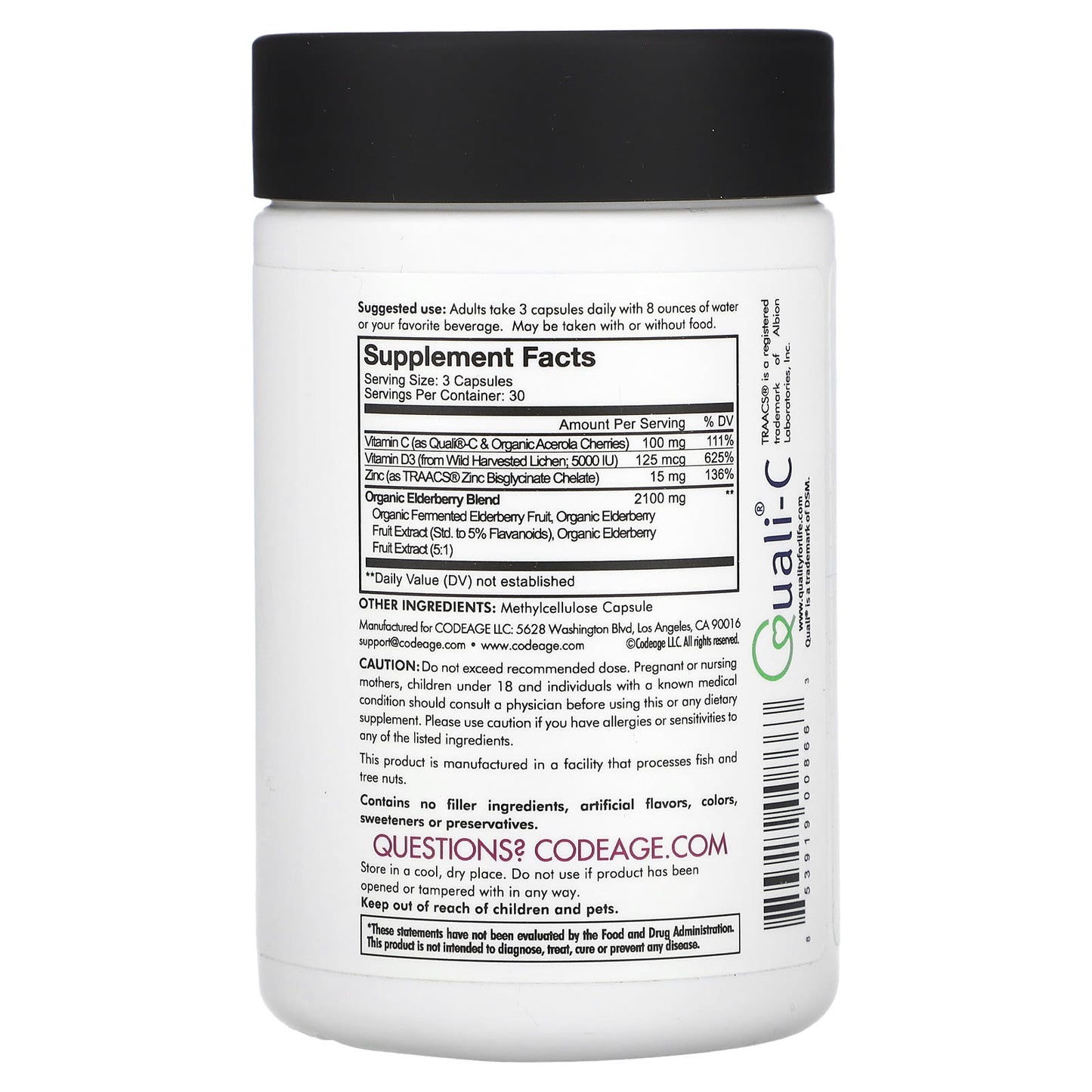 Codeage, Elderberry Vitamins, 90 capsules UPC 853919008663 | HiLife Vitamins
