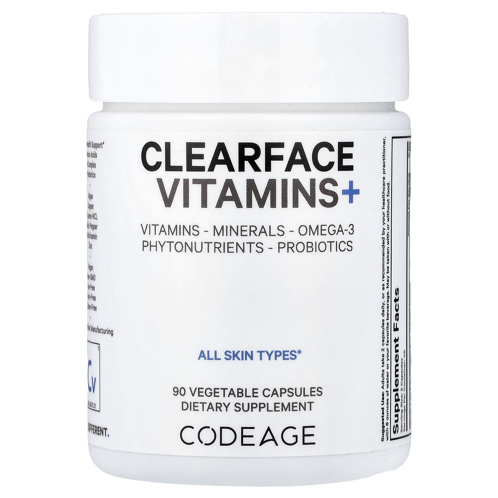 Codeage, Clearface Vitamins+, 90 Vegetable Capsules UPC 853919008731 | Hilife Vitamins