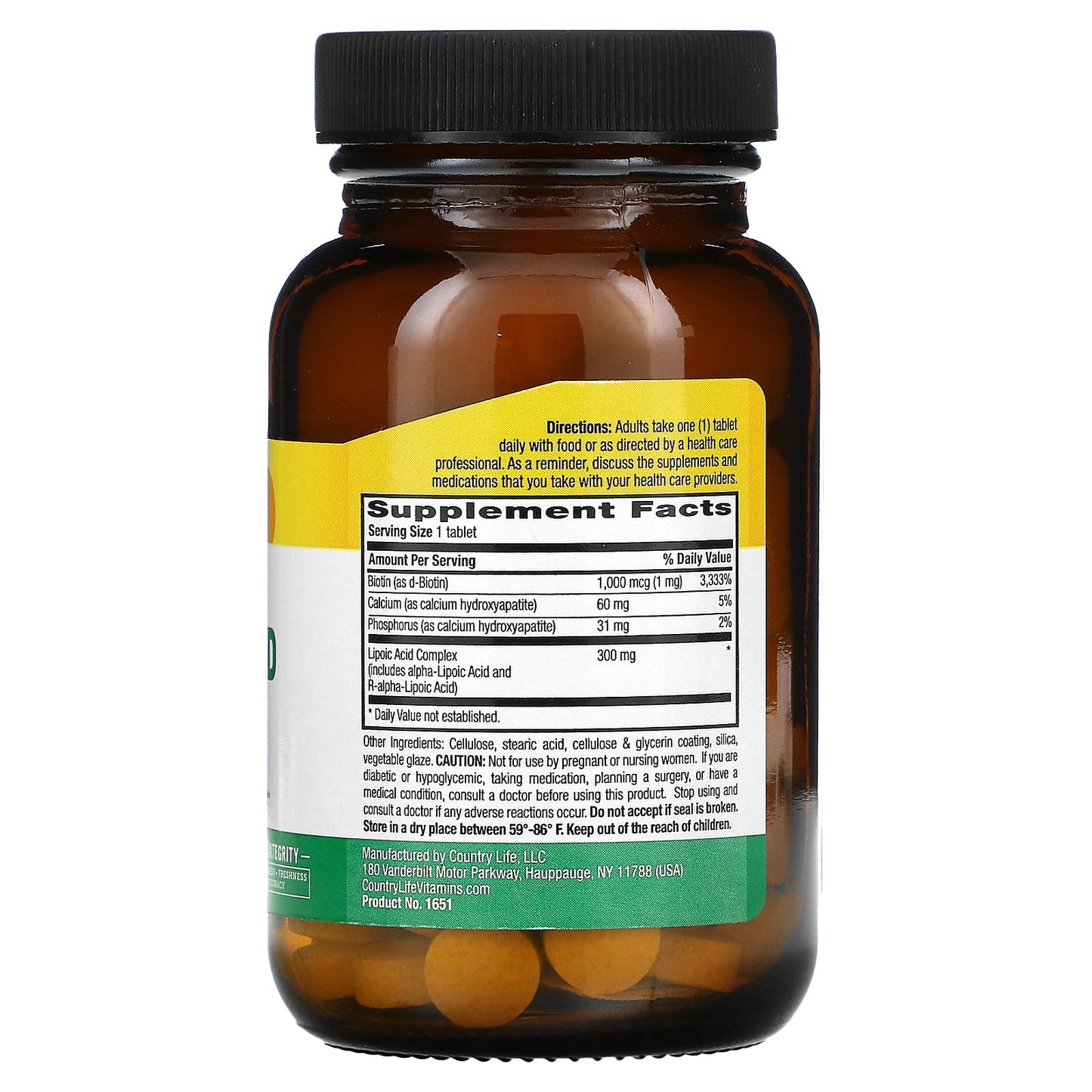 Country Life, Active Lipoic, 60 Tablets UPC 015794016519 | Hilife Vitamins