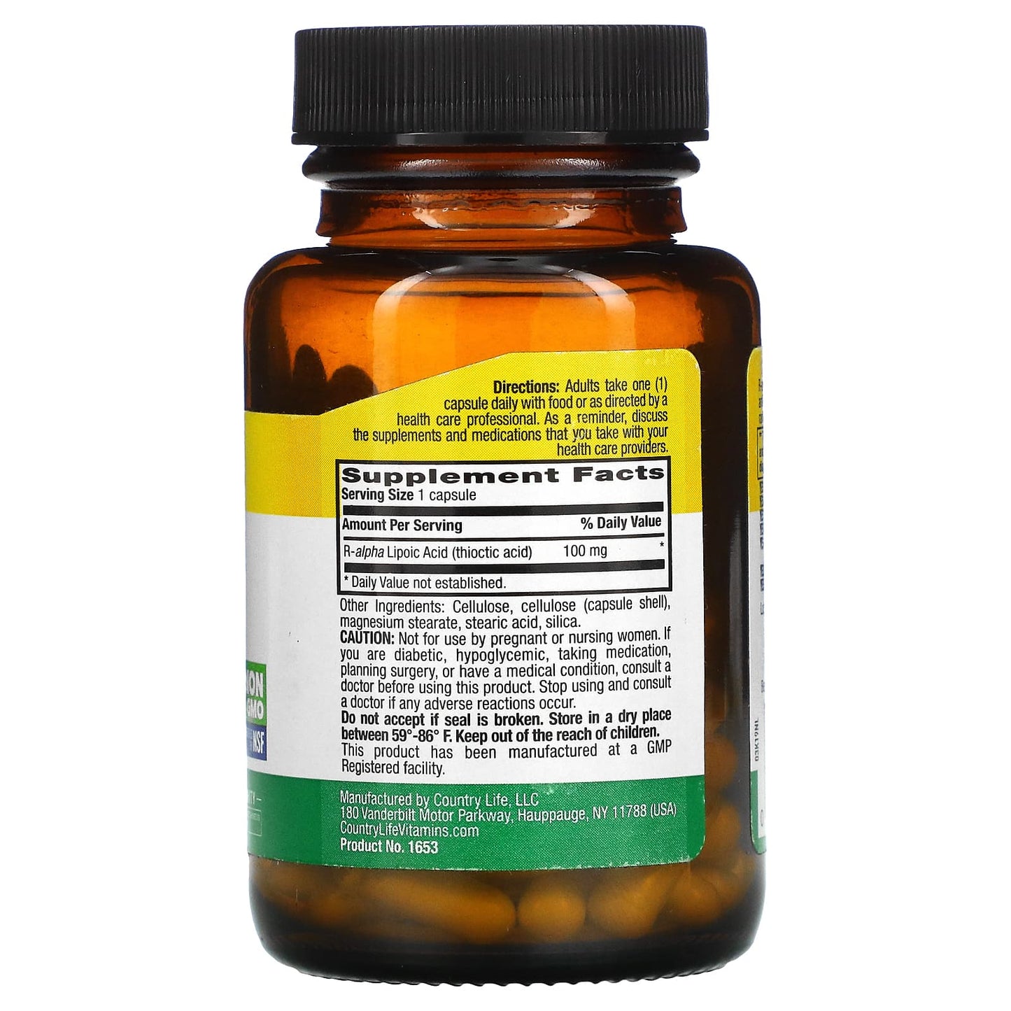Country Life, R-Lipoic Acid, 100 mg, 60 Vegetarian Capsules UPC 015794016533 | Hilife Vitamins