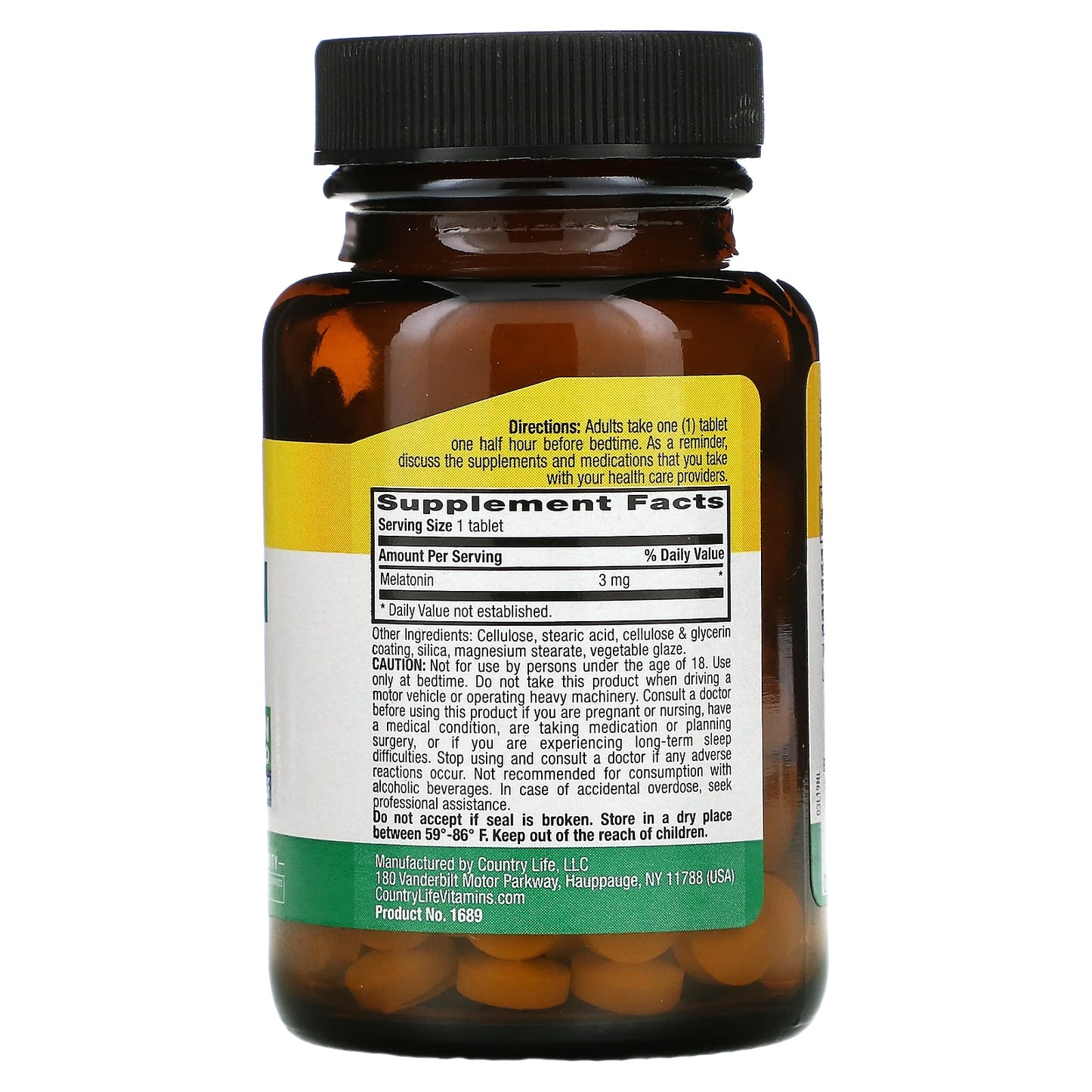 Country Life, Melatonin Rapid Release 3 Mg, 90 Tablets UPC 015794016892 | Hilife Vitamins