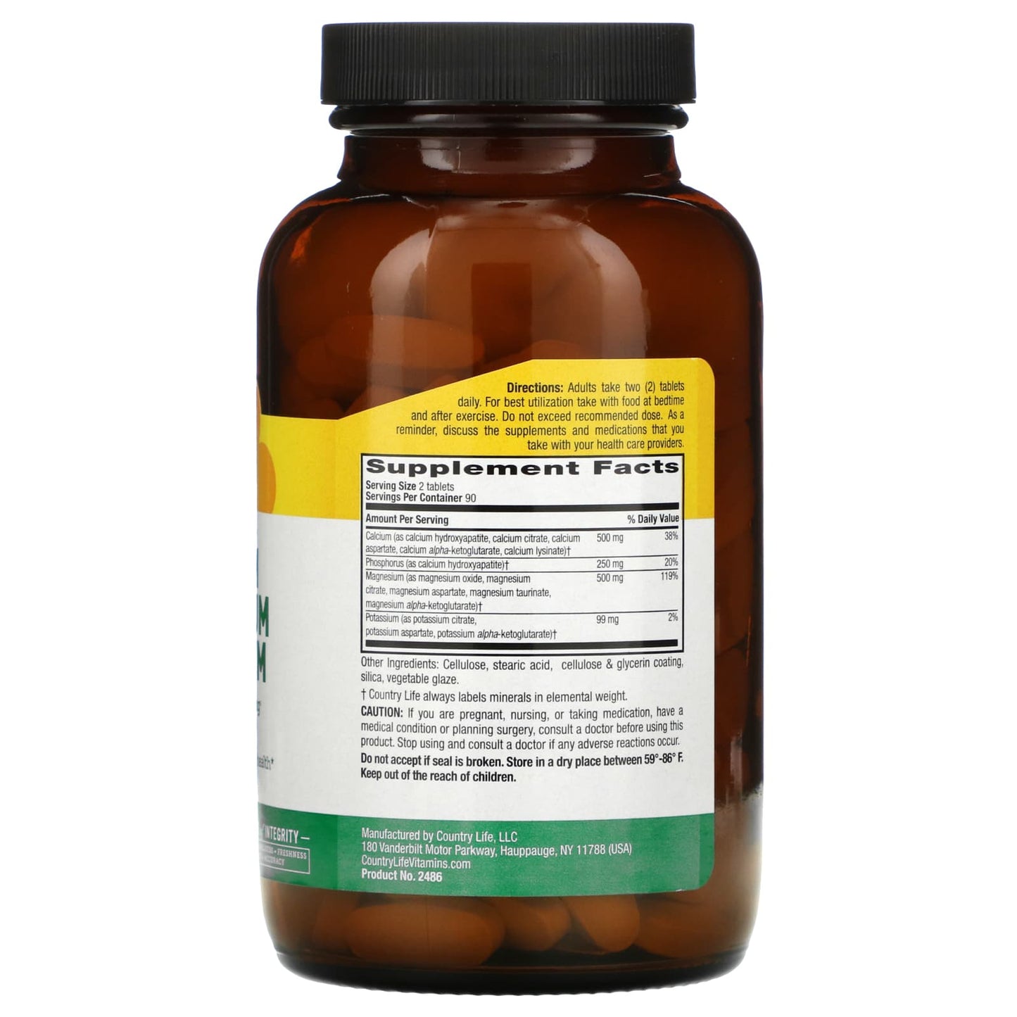 Country Life, Target-Mins, Calcium Magnesium Potassium, 180 Tablets UPC 015794024866 | Hilife Vitamins