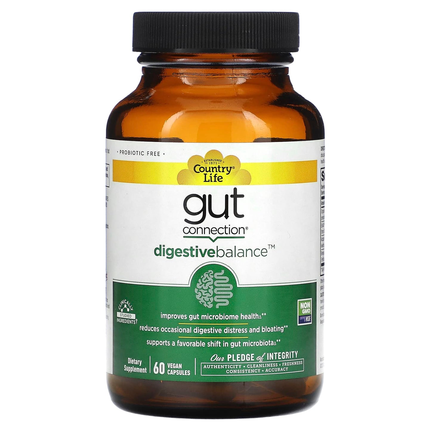 Country Life, Gut Connection, Digestive Balance, 60 Vegan Capsules UPC 015794030263 | Hilife Vitamins